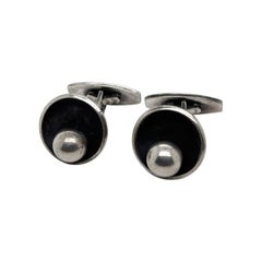 Vintage Pair of Hans Hansen Danish Modern Sterling Silver Cufflinks Model No. 610