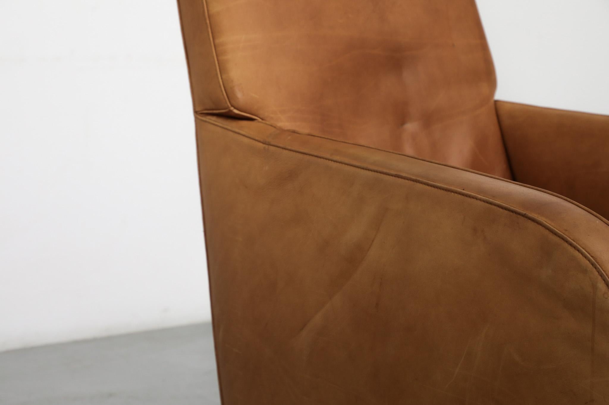 Pair of Hans Hopfer 'Why Not' Cognac Leather Lounge Chairs for Molinari 6