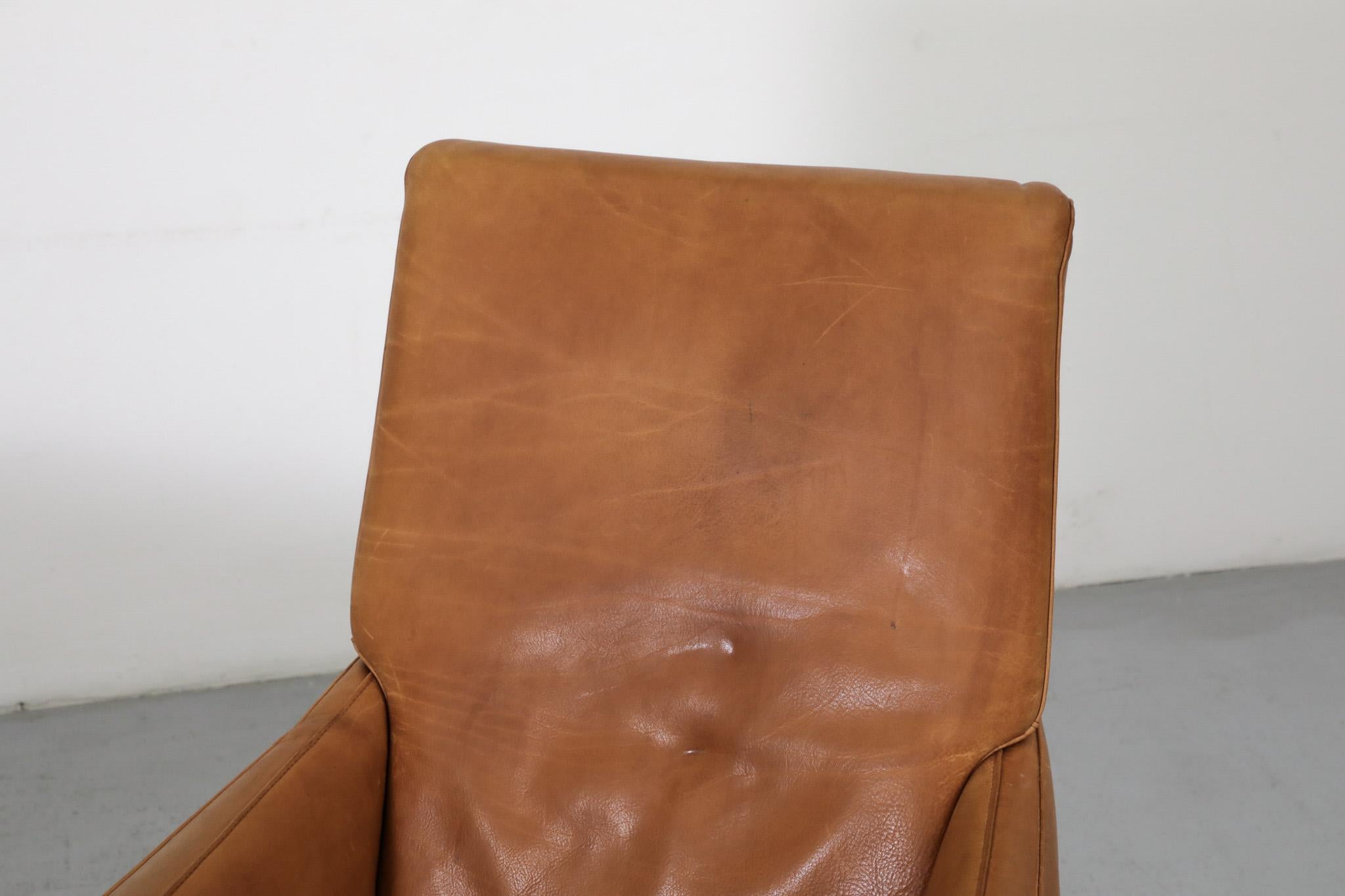 Pair of Hans Hopfer 'Why Not' Cognac Leather Lounge Chairs for Molinari 2
