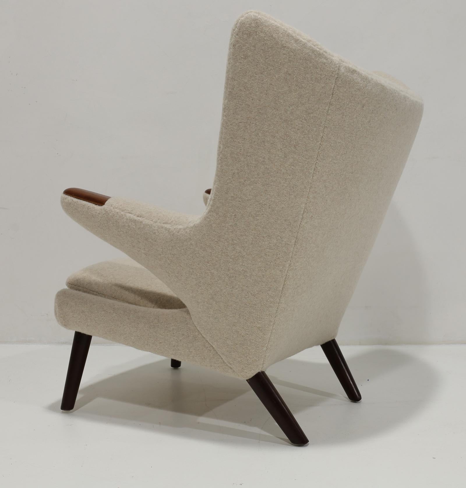 Pair of Hans J. Wegner AP19 Papa Bear Chairs in Holly Hunt Alpaca For Sale 1