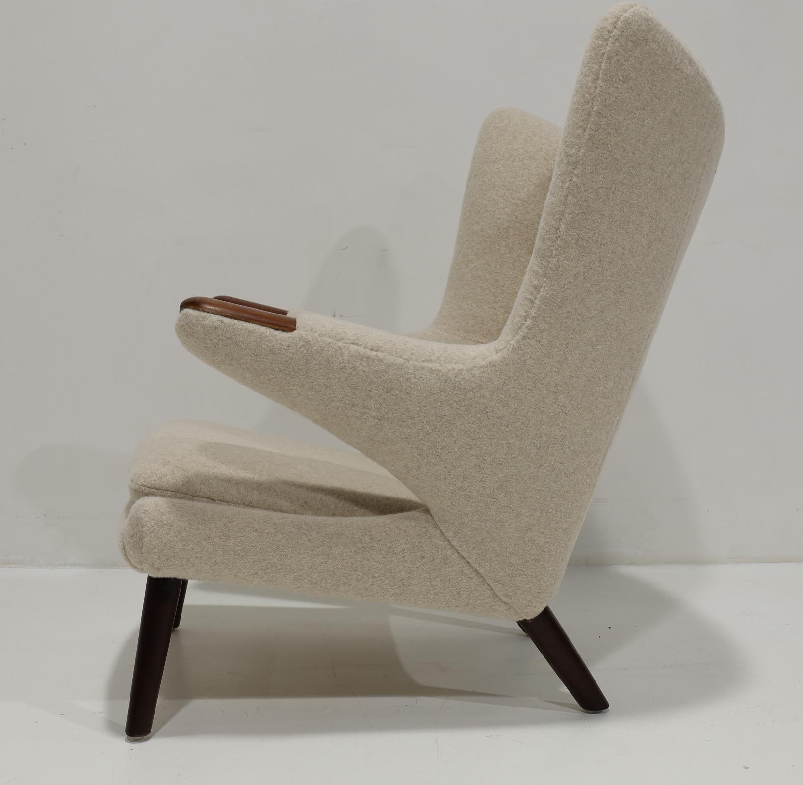Pair of Hans J. Wegner AP19 Papa Bear Chairs in Holly Hunt Alpaca For Sale 2