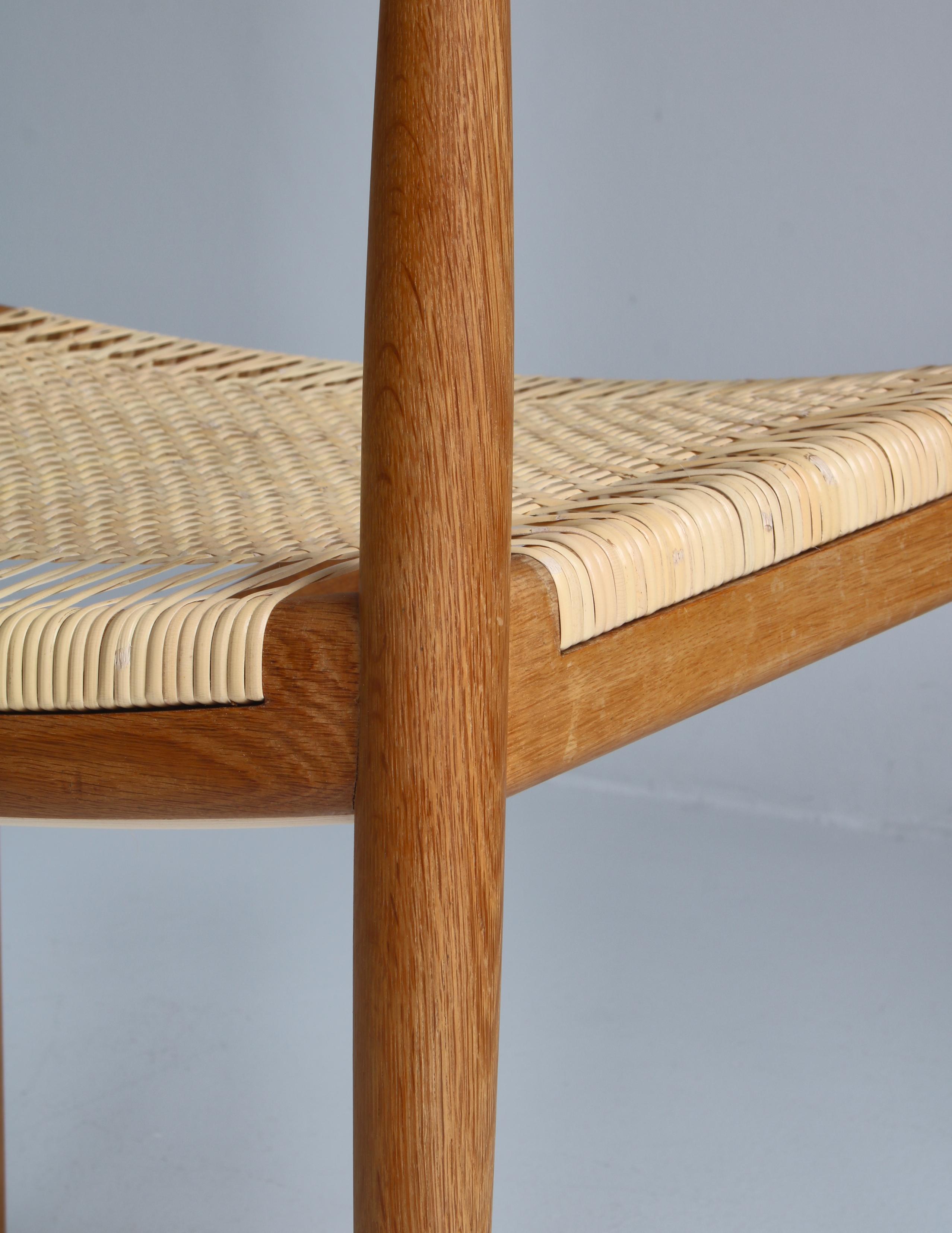 Paire de fauteuils Hans J. Wegner « JH-501 » en chêne et rotin canné, style danois moderne en vente 4