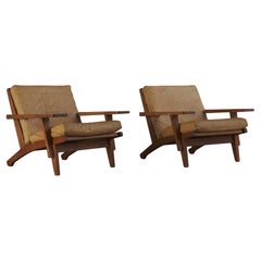 Pair of Hans J Wegner Armchairs, Model GE 370, Getama, Denmark