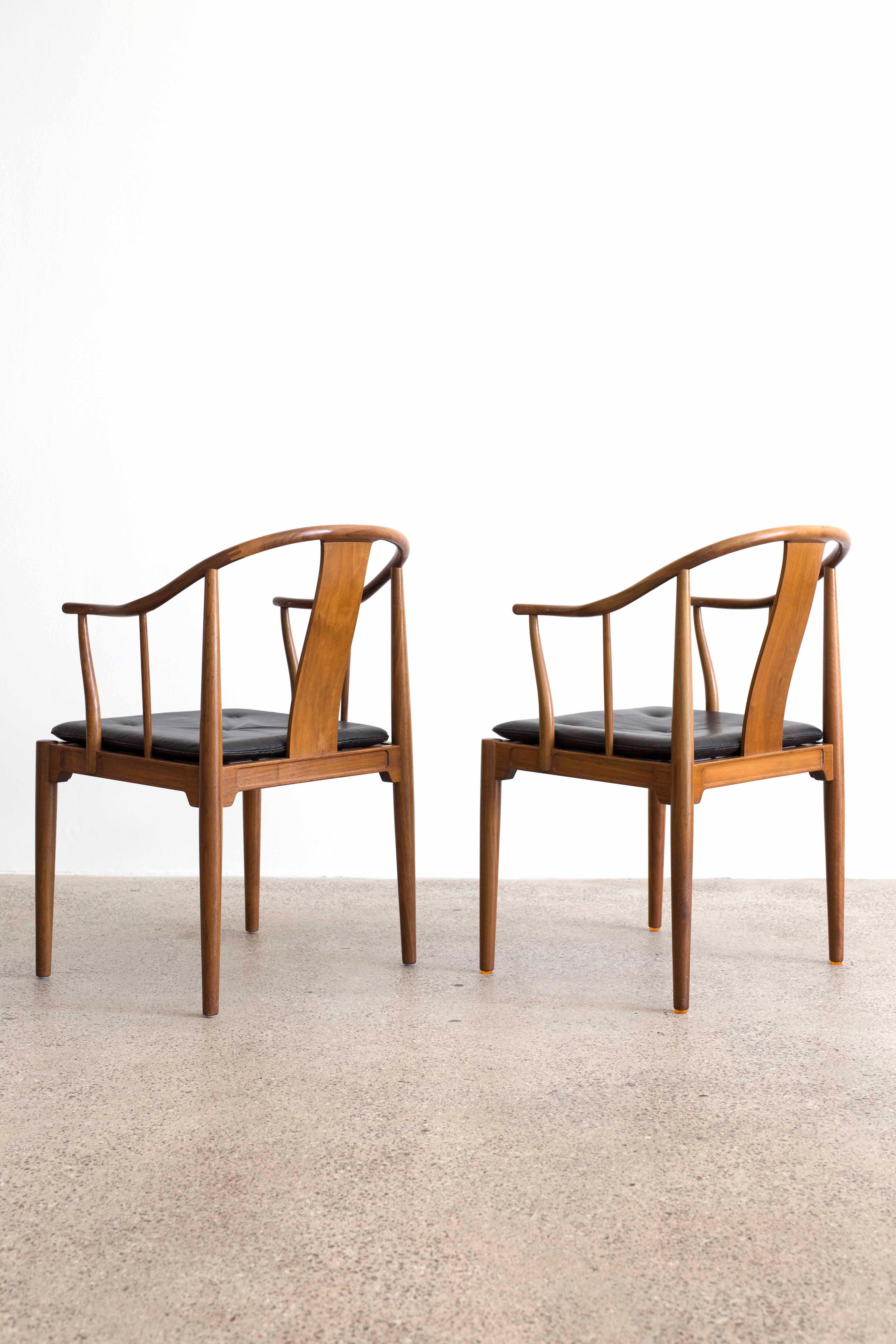 Danish Pair of Hans J. Wegner China Chairs in Walnut, 1972