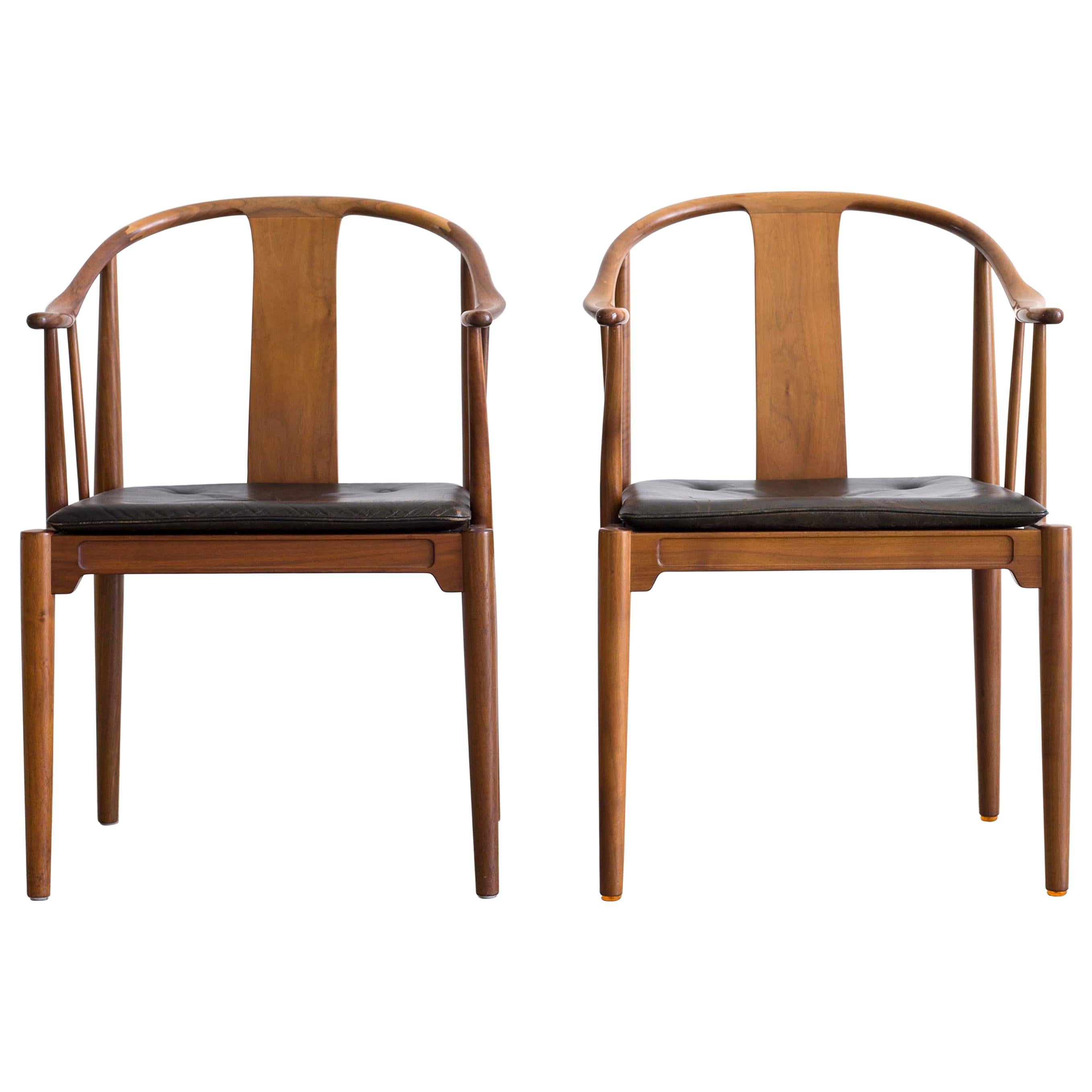 Pair of Hans J. Wegner China Chairs in Walnut, 1972