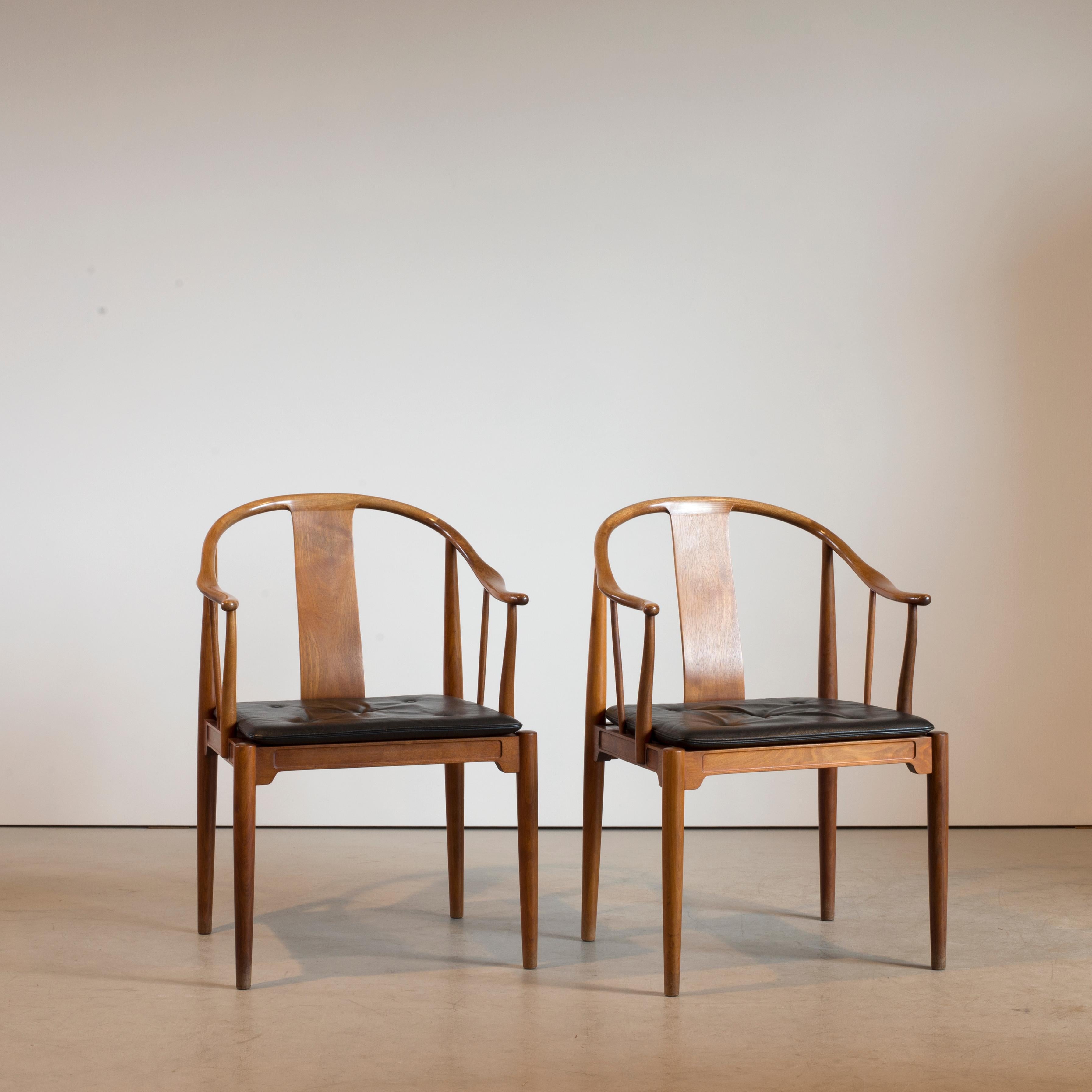 Danish Pair of Hans J. Wegner Chinese Chairs in Cuban Mahogany