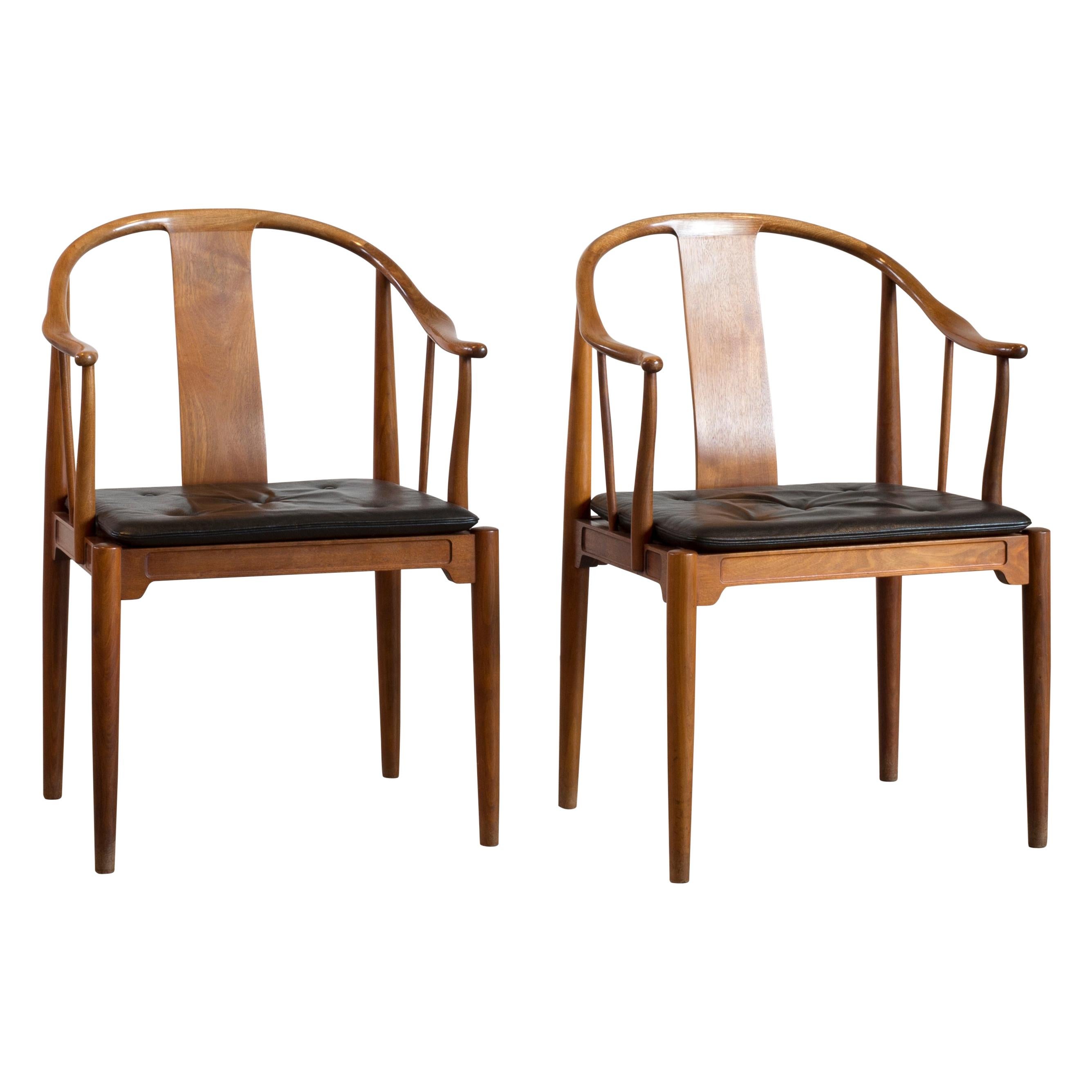 Pair of Hans J. Wegner Chinese Chairs in Cuban Mahogany