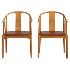 Pair of Hans J. Wegner Chinese Chairs of Cherrywood for Fritz Hansen