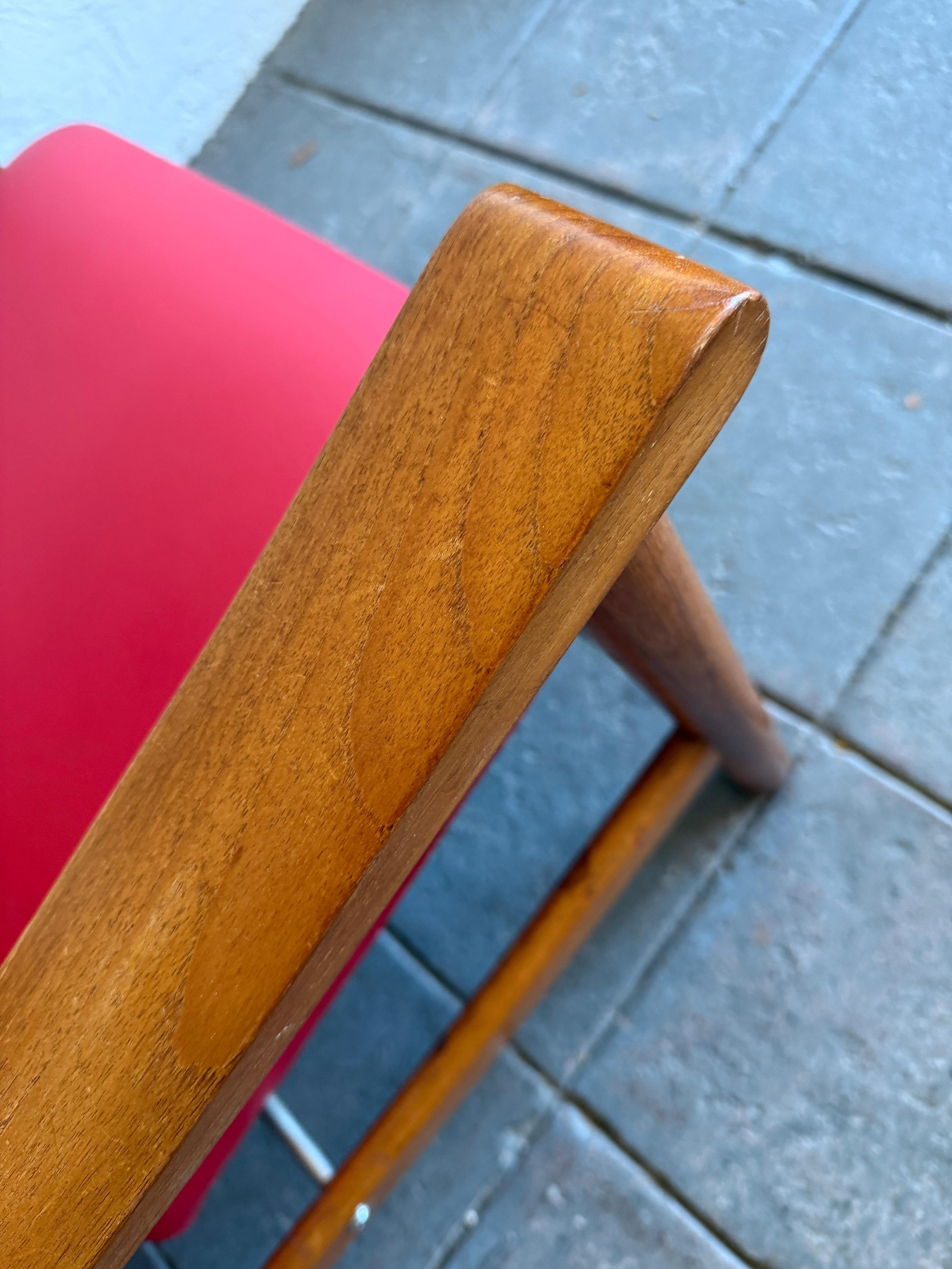 Pareja de sillones Hans J. Wegner GE-280 de cuero rojo teca by GETAMA en venta 1