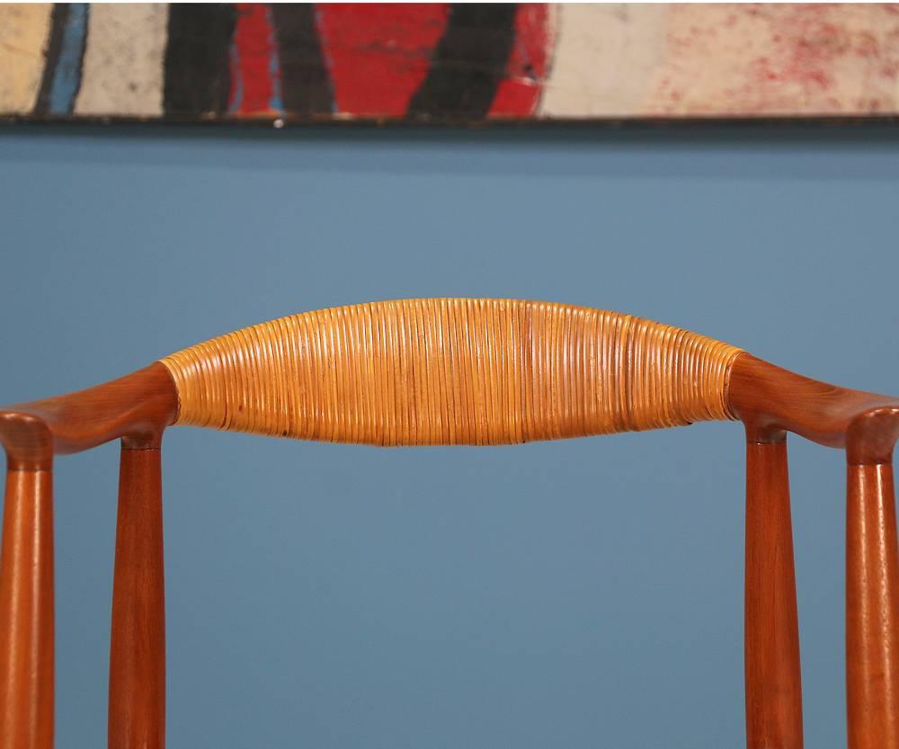 Mid-20th Century Pair of Hans J. Wegner “Round” Caned Arm Chairs for Johannes Hansen