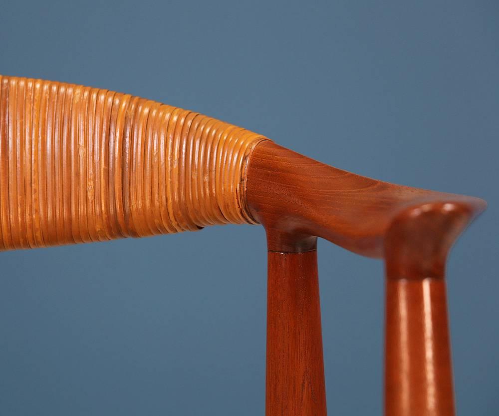 Pair of Hans J. Wegner “Round” Caned Arm Chairs for Johannes Hansen 1