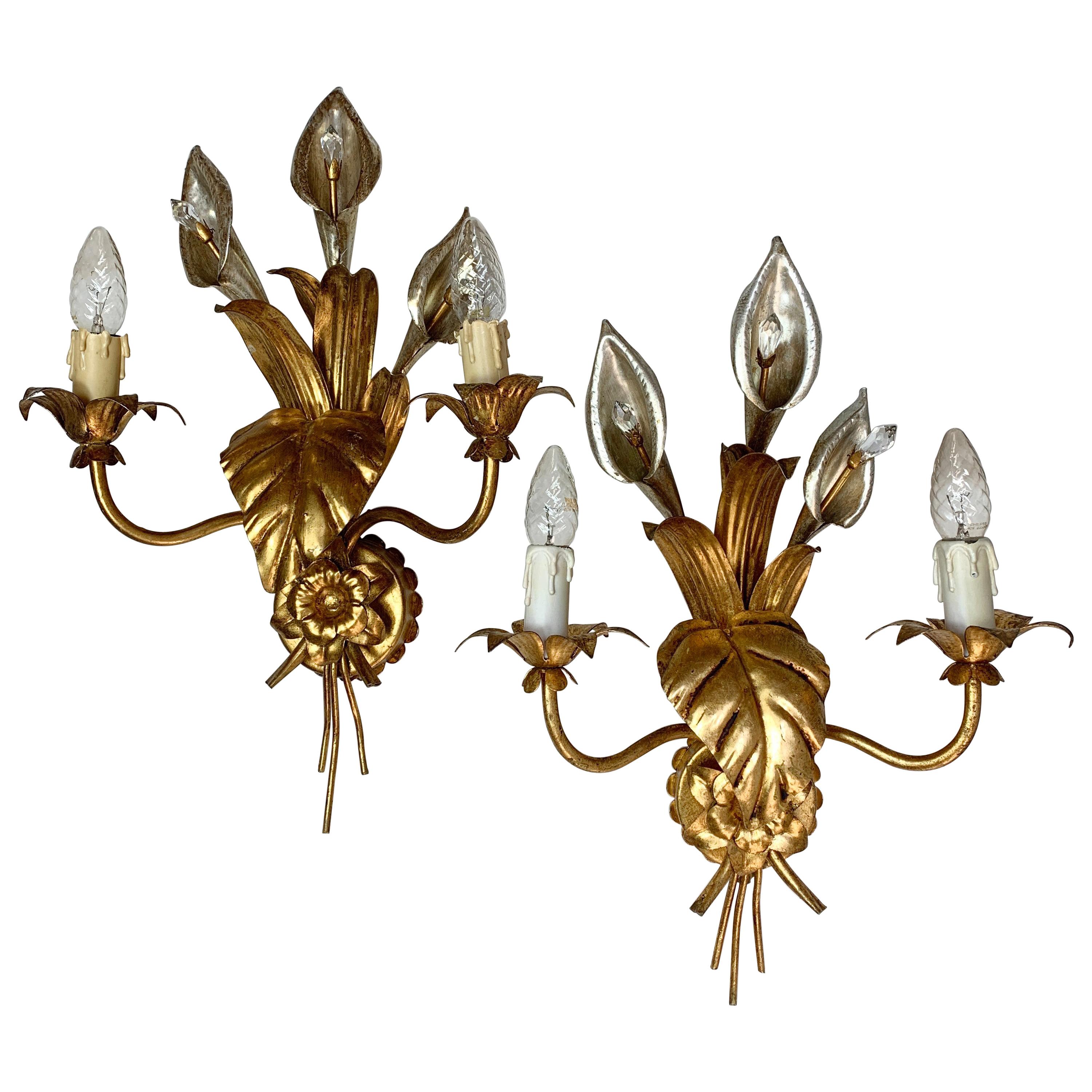 Pair of Hans Kögl Calla Lily Wall Sconce, C 1970’s