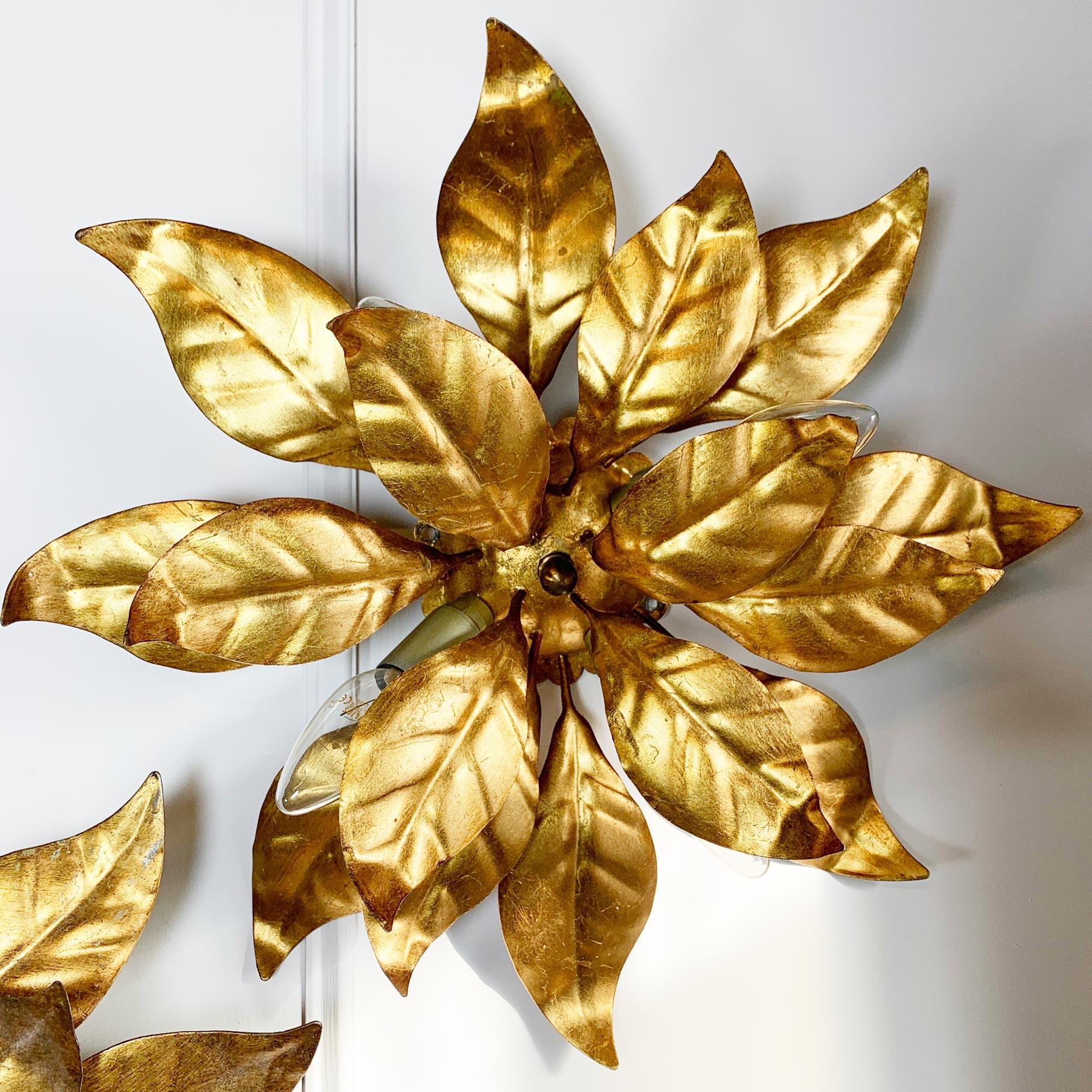 Pair of Hans Kogl Gold Leaf Flush Ceiling Lights 2