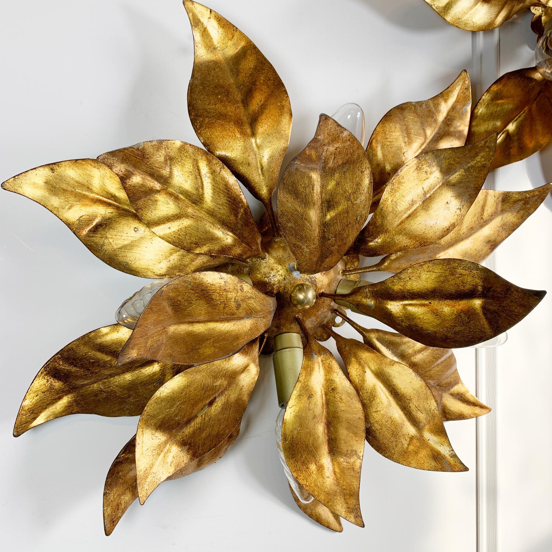 Pair of Hans Kogl Gold Leaf Flush Ceiling Lights 3