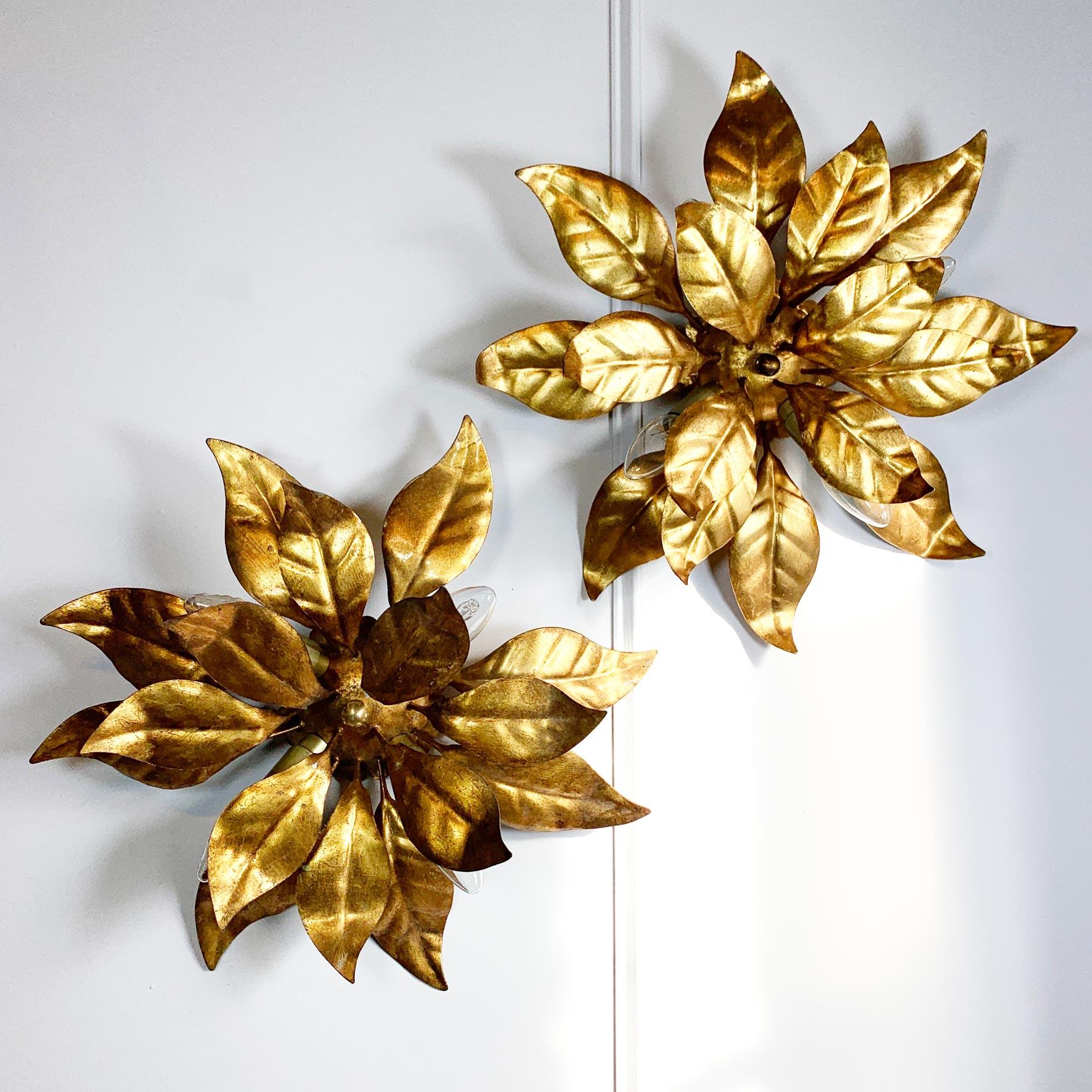 Pair of Hans Kogl Gold Leaf Flush Ceiling Lights 4