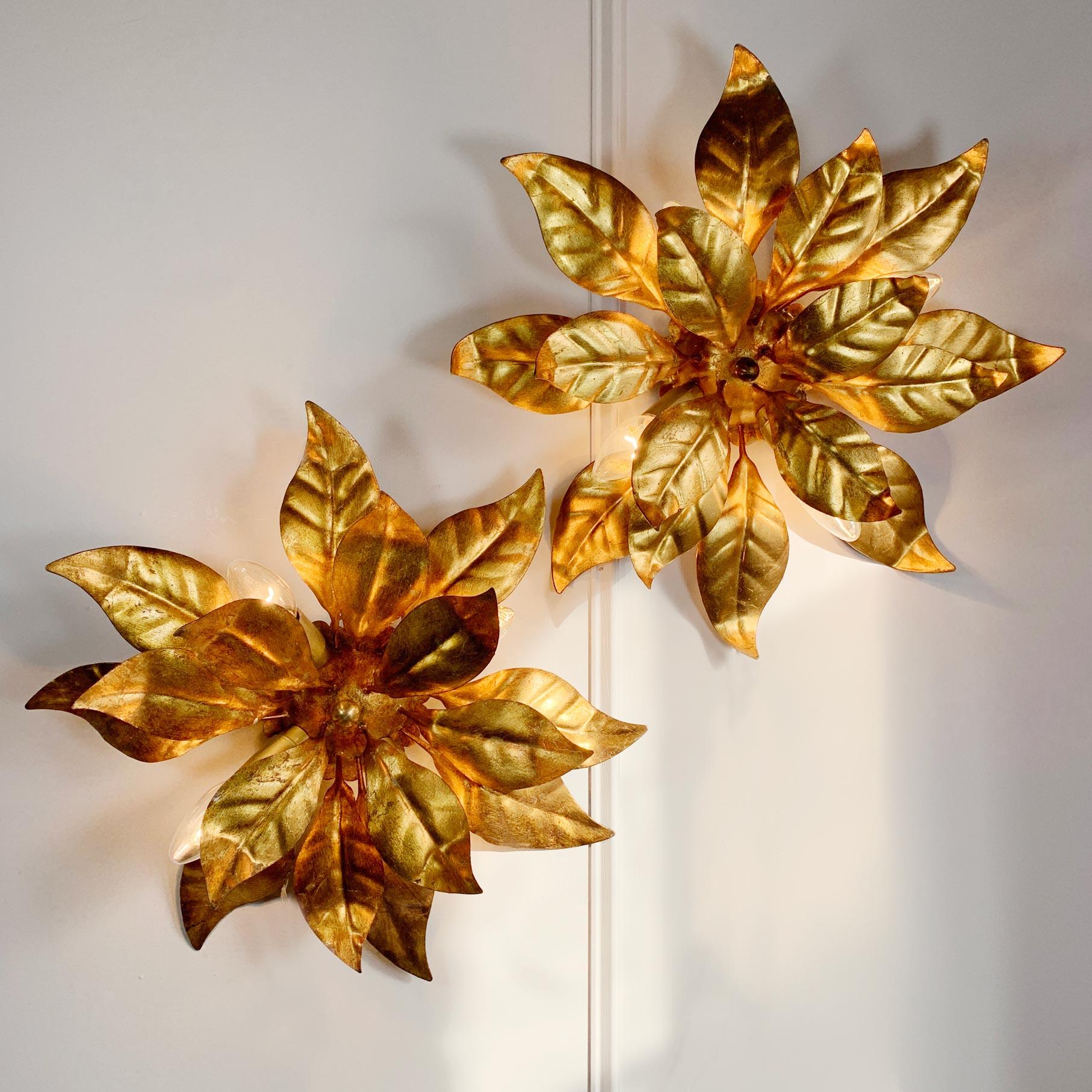 Pair of Hans Kogl Gold Leaf Flush Ceiling Lights 5