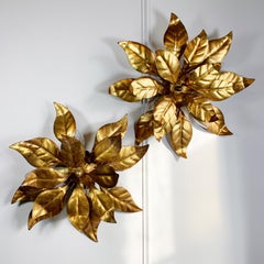 Pair of Hans Kogl Gold Leaf Flush Ceiling Lights
