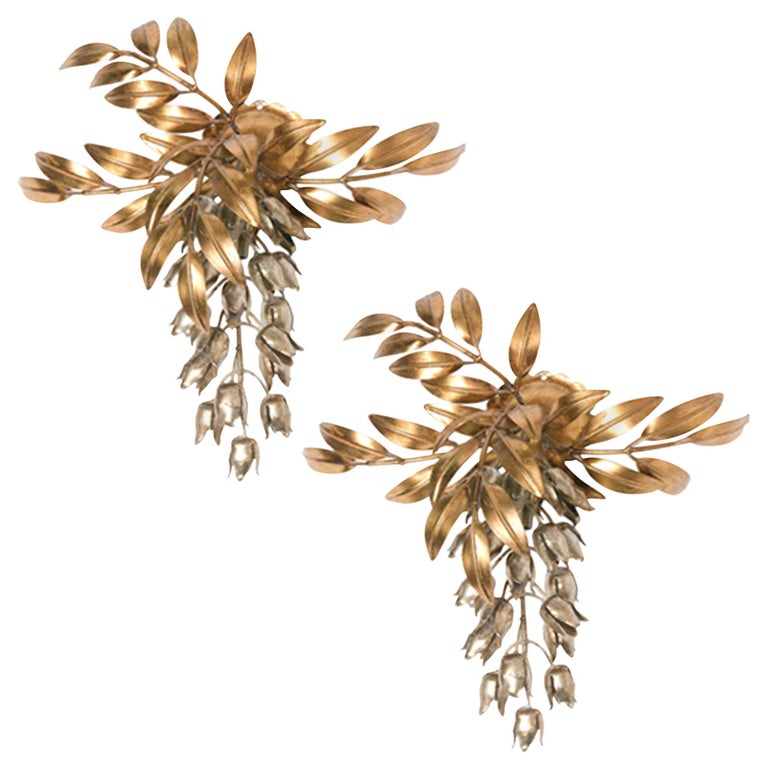 Pair of Hans Kögl Gilt Metal Palm Tree Wall Sconces 1960s in Maison ...