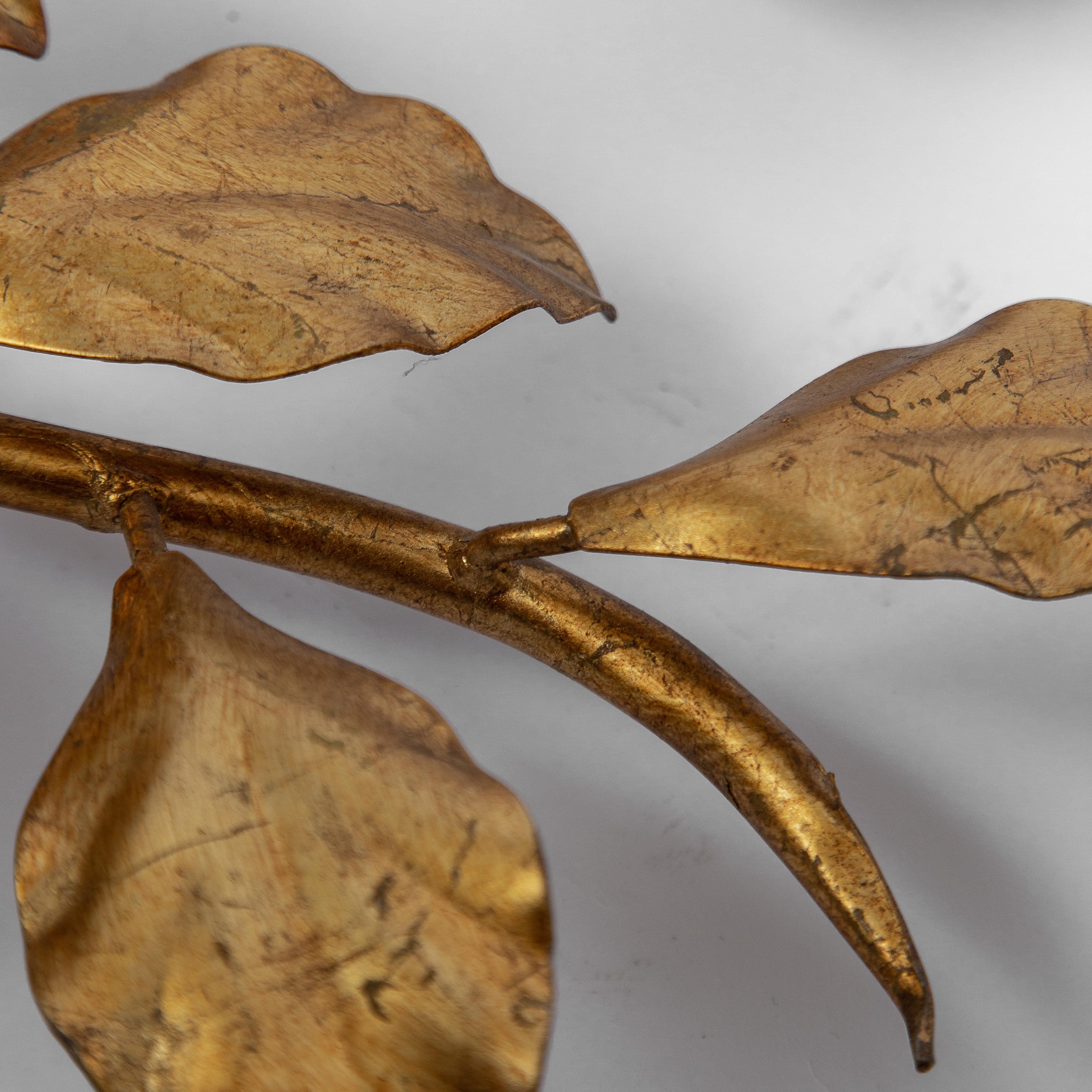 Pair of Hans Kögl Large Gilded Floral Gold Leaf Metal Wall Lamps, 1960s 3