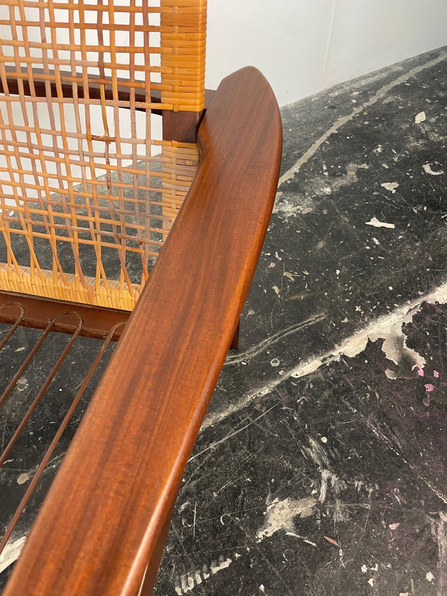 Pair of Hans Olsen Afromosia & Cane Lounge Chairs for Juul Kristensen 3