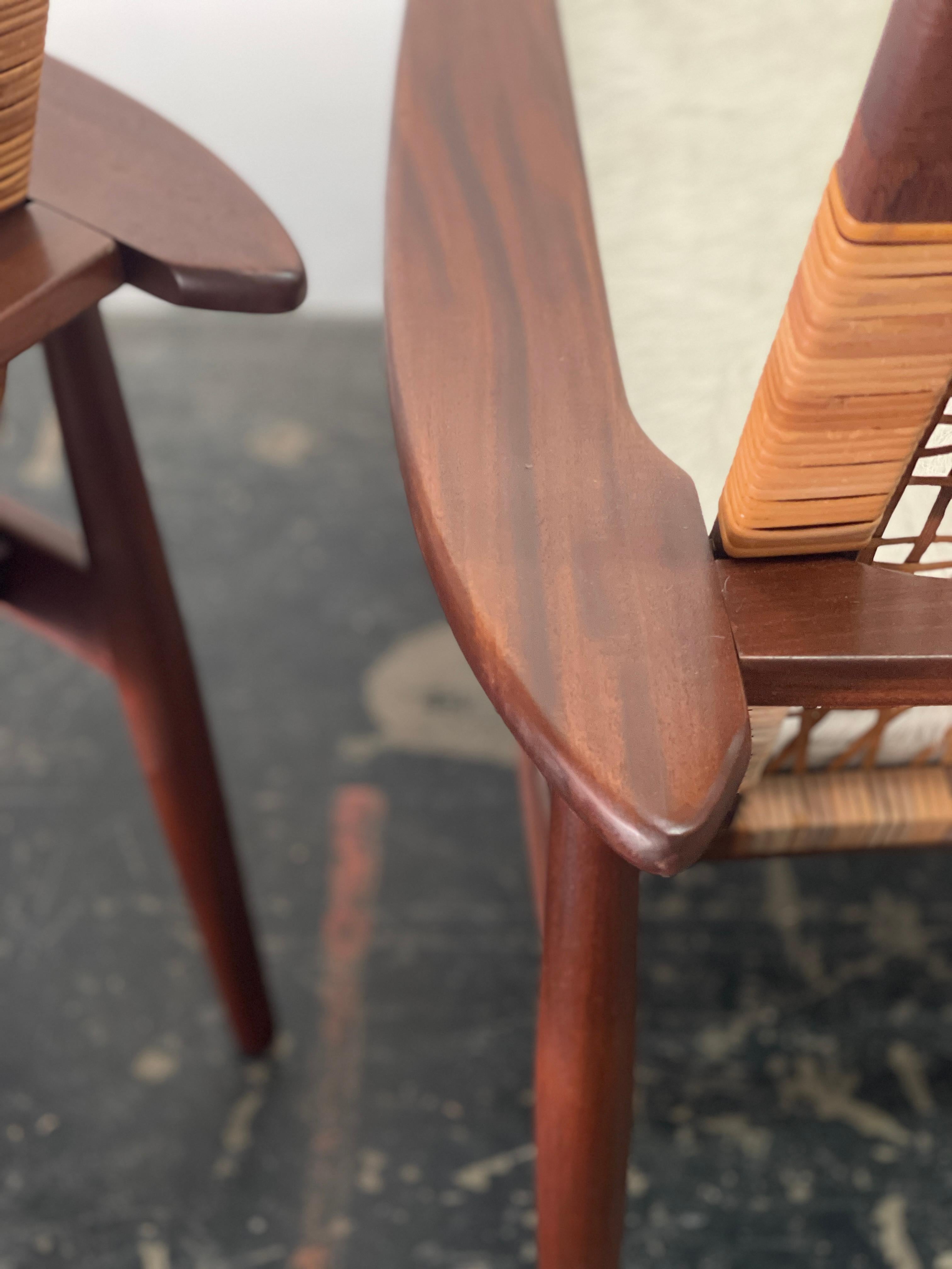 Pair of Hans Olsen Afromosia & Cane Lounge Chairs for Juul Kristensen In Good Condition In San Diego, CA