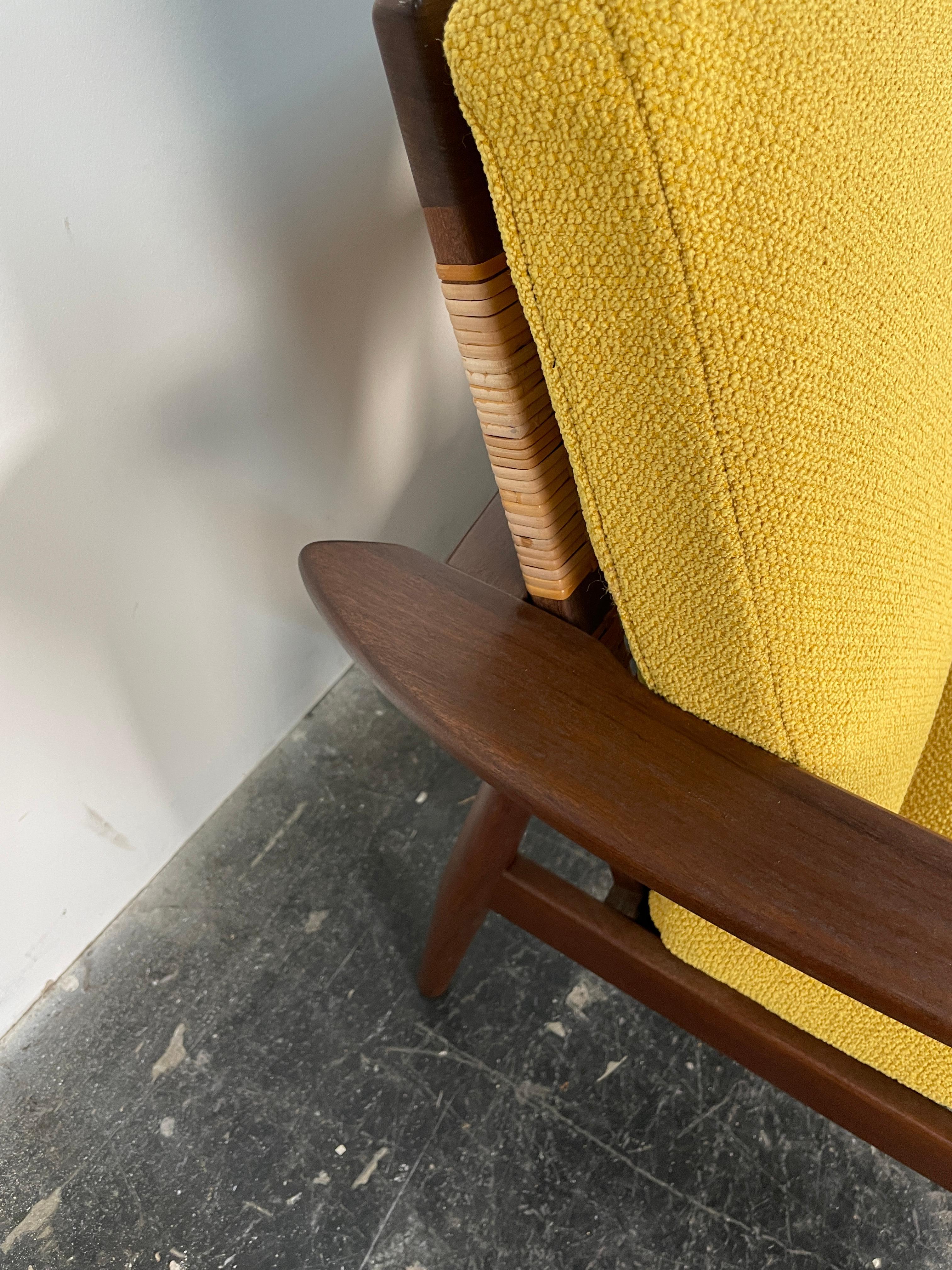 Mid-20th Century Pair of Hans Olsen Afromosia & Cane Lounge Chairs for Juul Kristensen