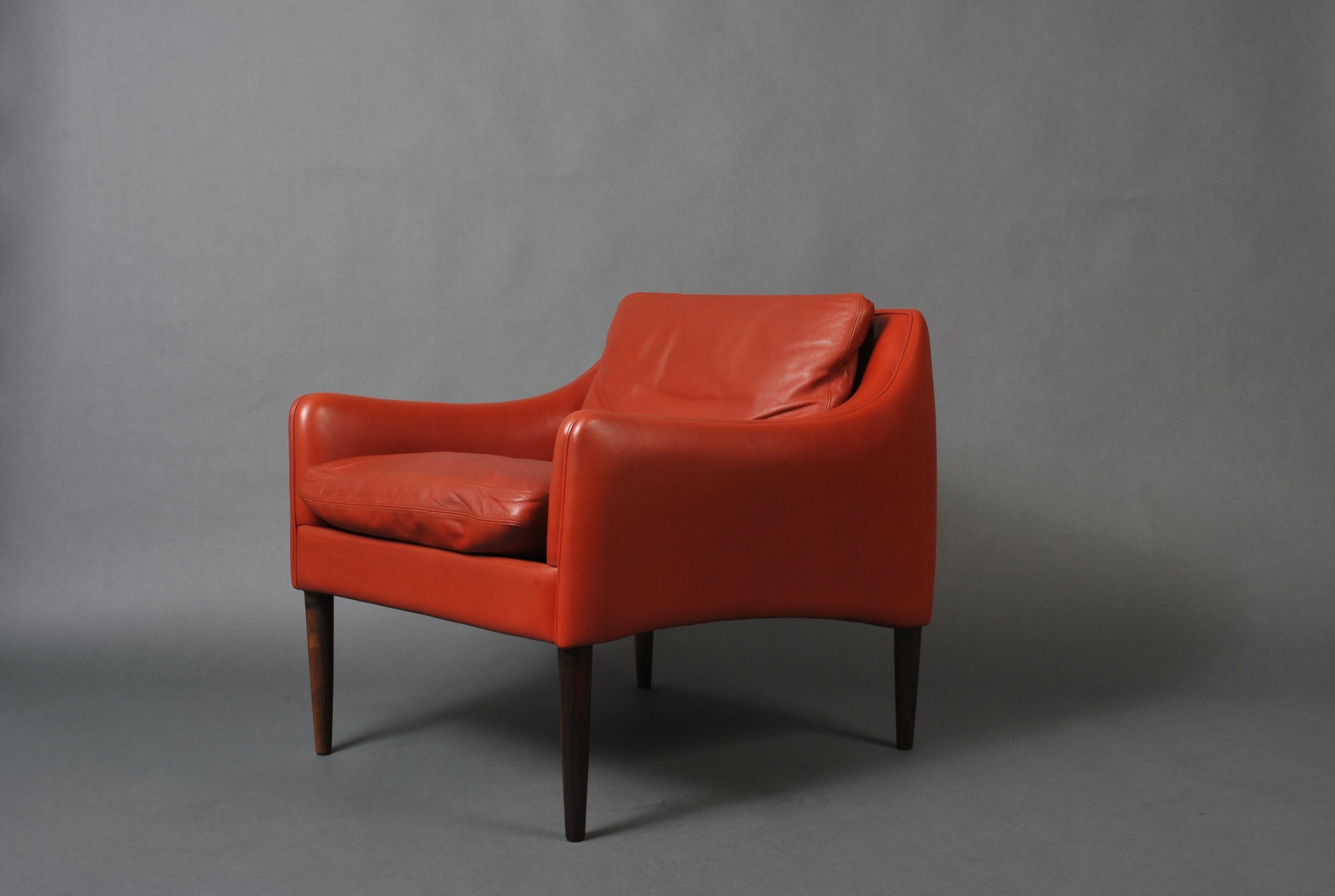 Pair of Hans Olsen Danish Leather Club Armchairs 1