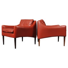 Pair of Hans Olsen Danish Leather Club Armchairs