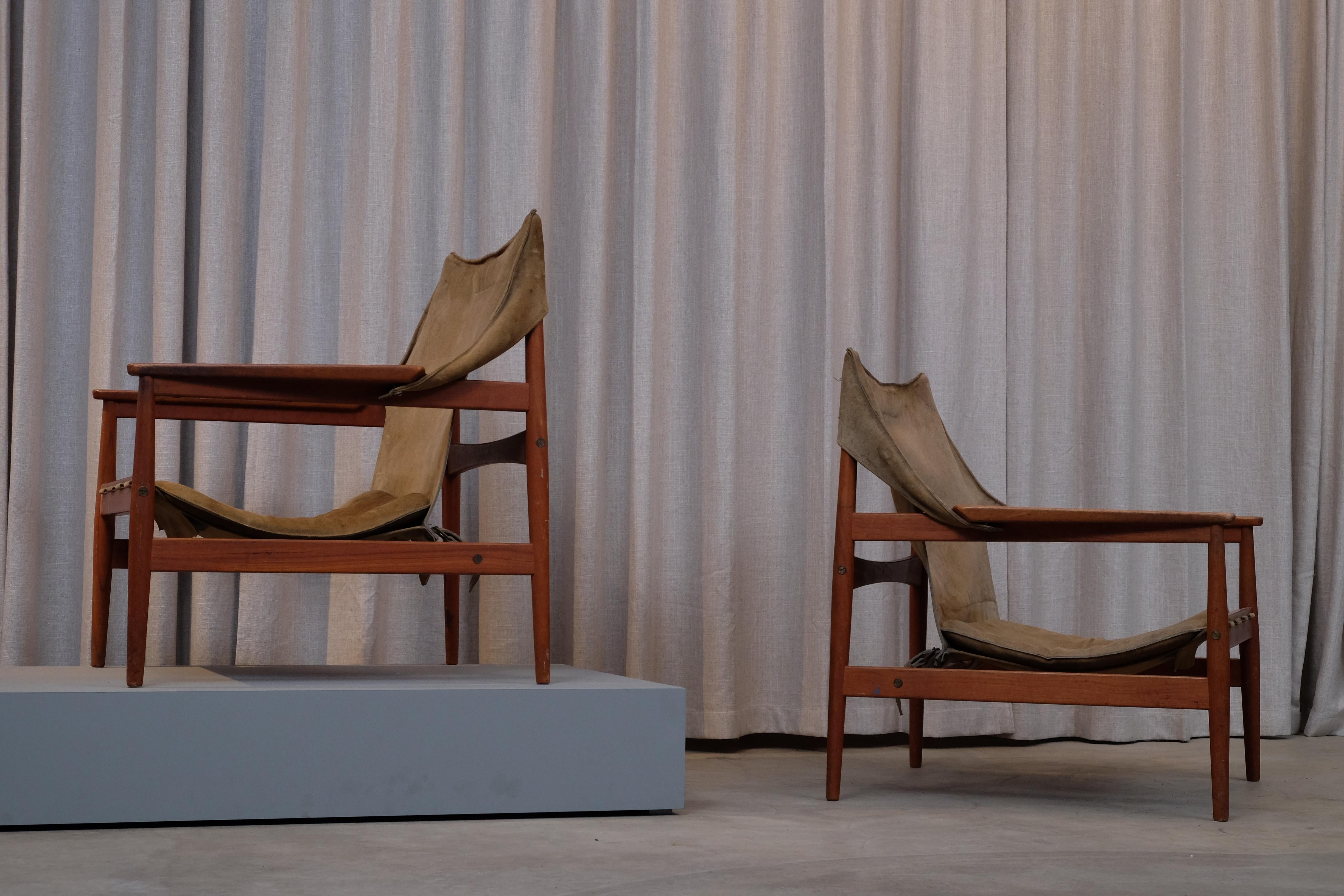 Swedish Pair of Hans Olsen Easy Chairs, 1960s