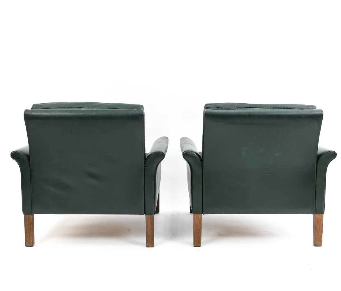 Pair of Hans Olsen for CS Møbler Model 500 Leather Easy Chairs, circa 1950s 5