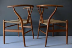 Pair of Hans Wegner CH 24 Wishbone Chairs in Oak, circa 1960