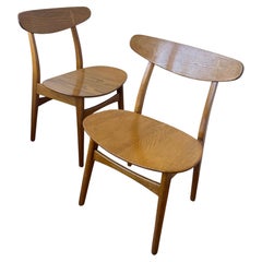 Pair of Hans Wegner CH-30 Oak Chairs Early Production
