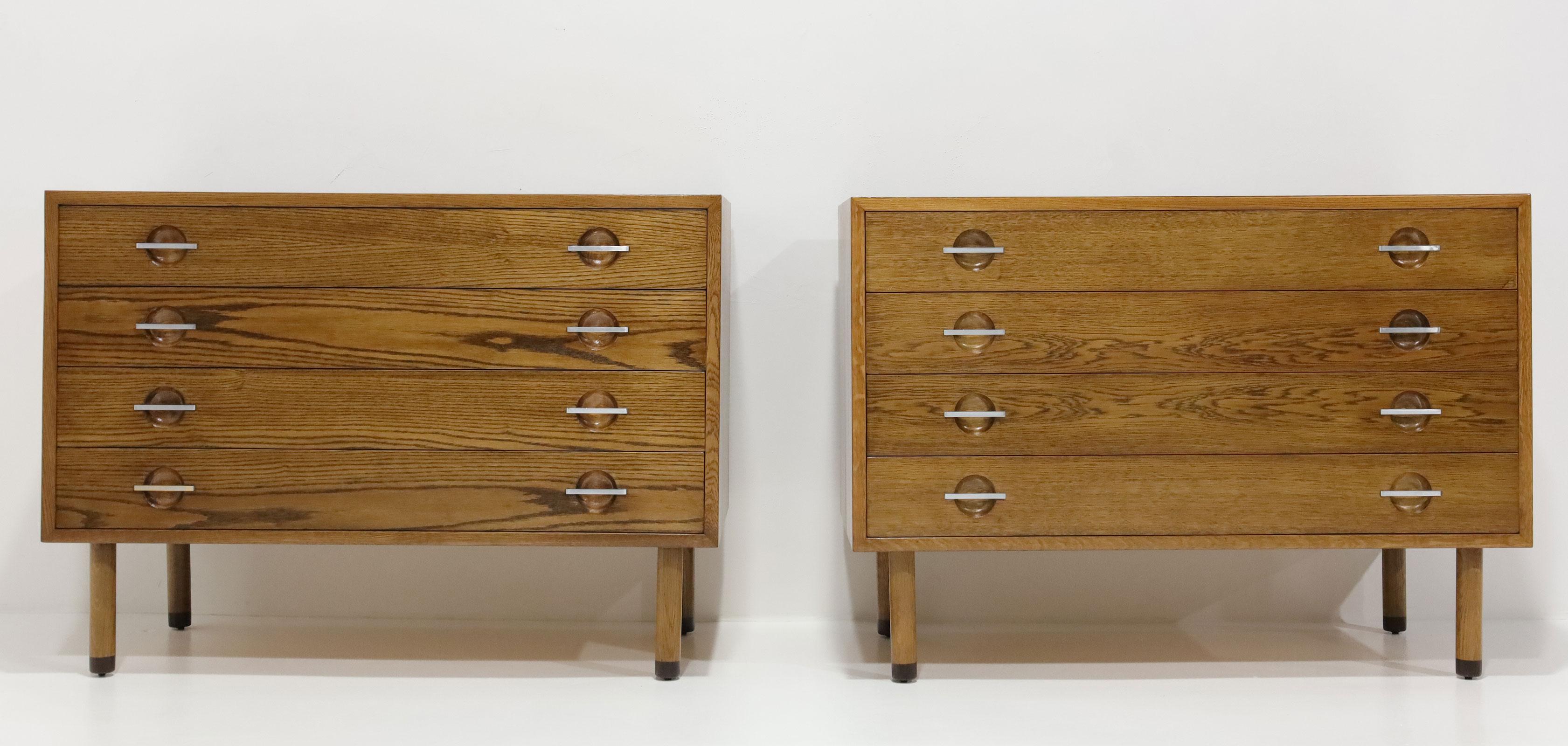 Aluminum Pair of Hans Wegner Chests or Nightstands in Oak by Ry Mobler For Sale