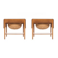 Pair of Hans Wegner Drop-Leaf Sewing Side Tables