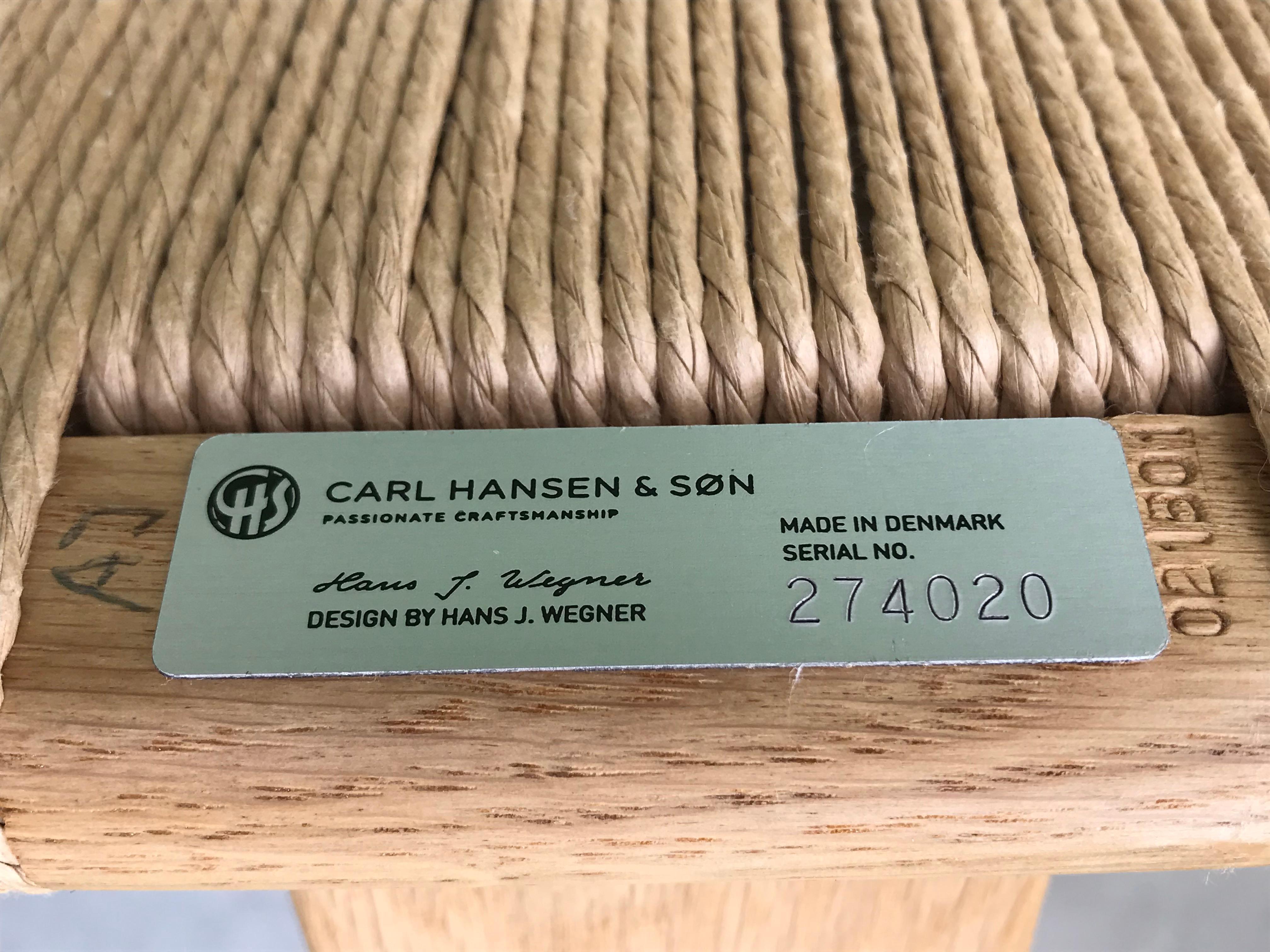 Rush Pair of Hans Wegner for Carl Hansen Wishbone Chairs in Oak with Handwoven Seat