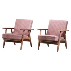 Vintage Pair of Hans Wegner GE-240 Chairs in Oak, Denmark, 1950s
