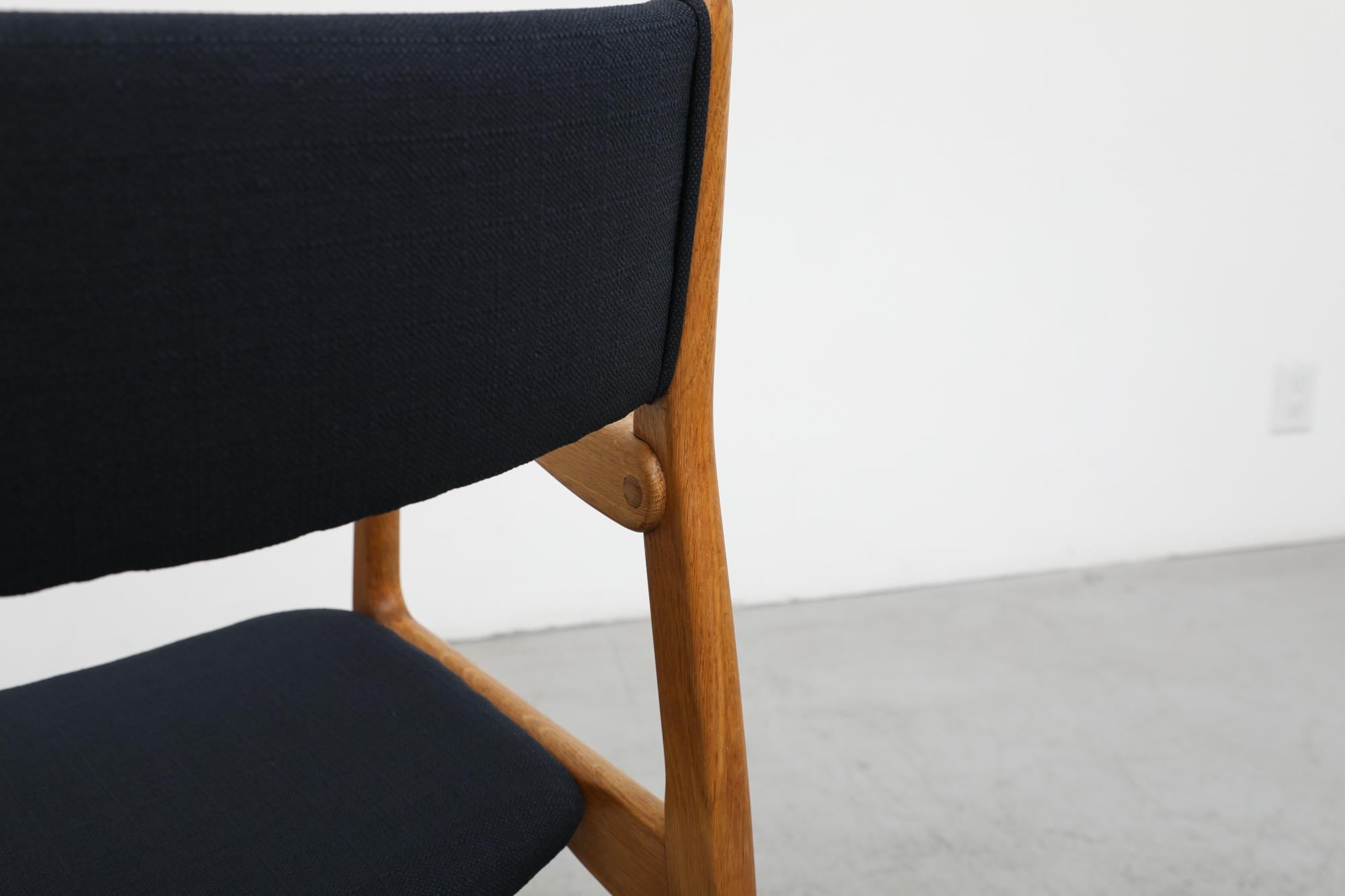 Pair of Hans Wegner Inspired Danish Solid Oak Side Chairs with Black Upholstery For Sale 8