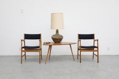 Pair of Hans Wegner Inspired Danish Solid Oak Side Chairs with Black Upholstery