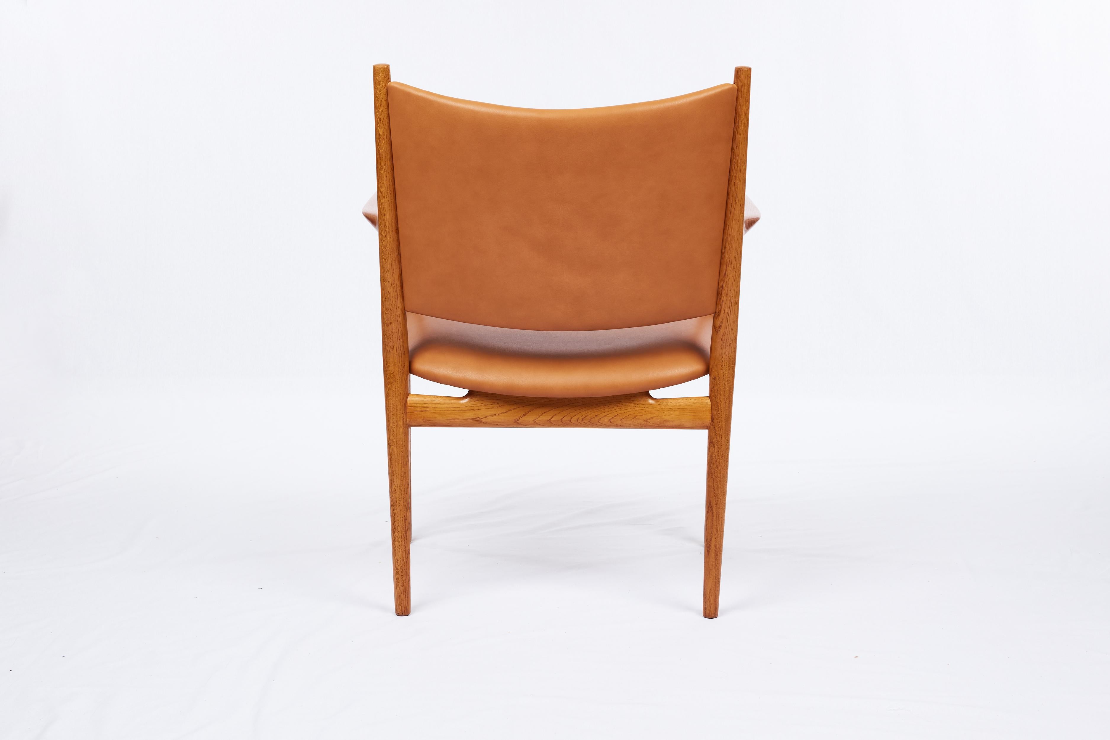 Leather Pair of Hans Wegner JH-509 Armchairs For Sale
