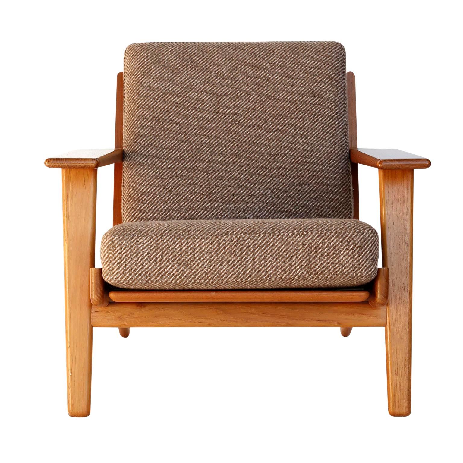 Metal Pair of Hans Wegner Lounge Chairs Ottoman GE290 GETAMA, Teak, Denmark, 1953