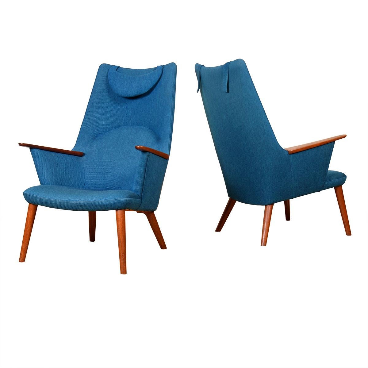 Fabric Pair of Hans Wegner “Mama Bear” AP-27 Easy Lounge Chairs for A. P. Stolen