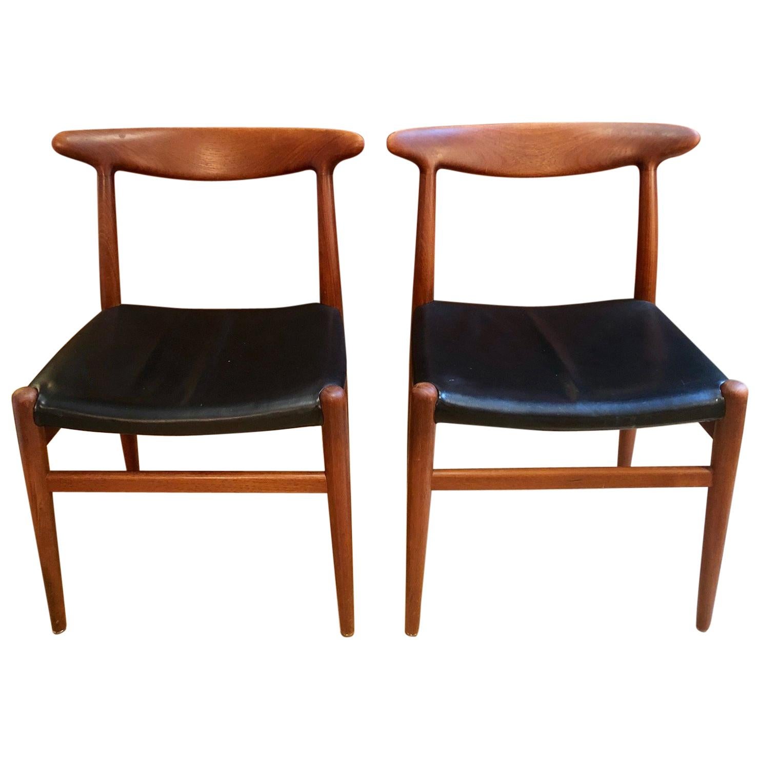 Pair of Hans Wegner Model W2 Chairs for C.M. Madsens For Sale