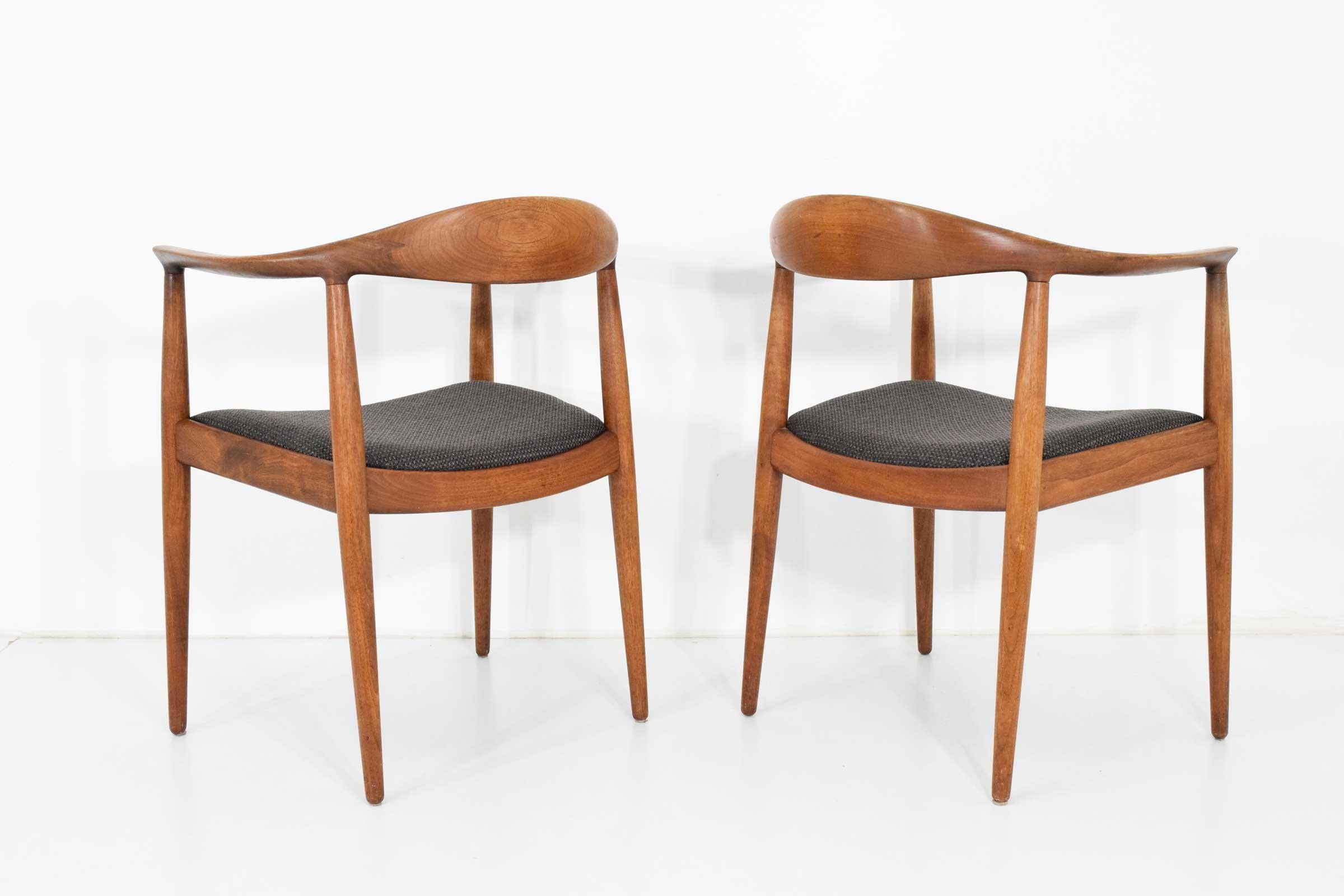 Upholstery Pair of Hans Wegner Round Chair/The Chair by Johannes Hansen