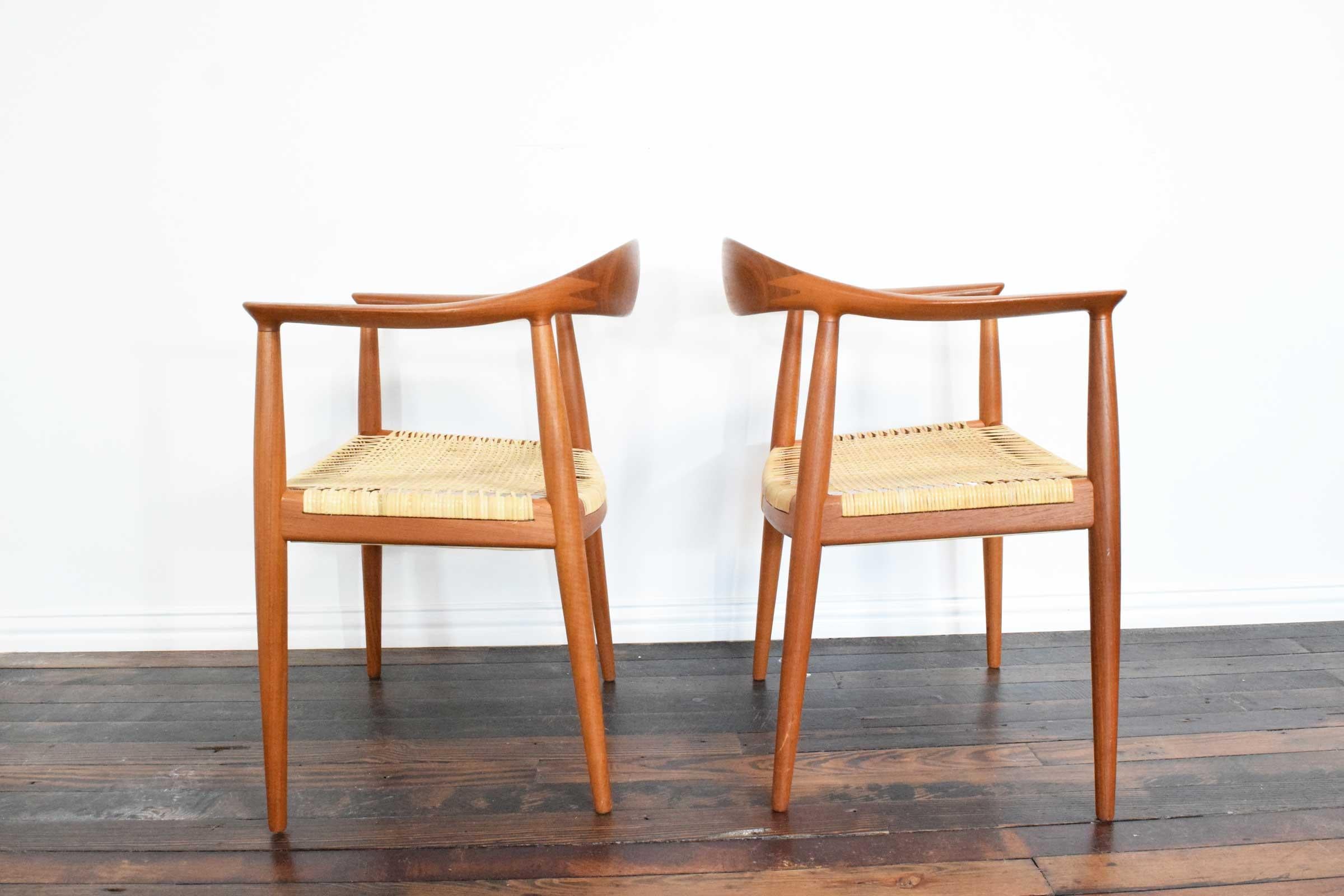 Danish Pair of Hans Wegner Round Chairs For Sale