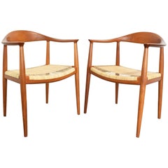 Coppia di sedie rotonde Hans Wegner