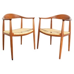 Retro Pair of Hans Wegner Round Chairs