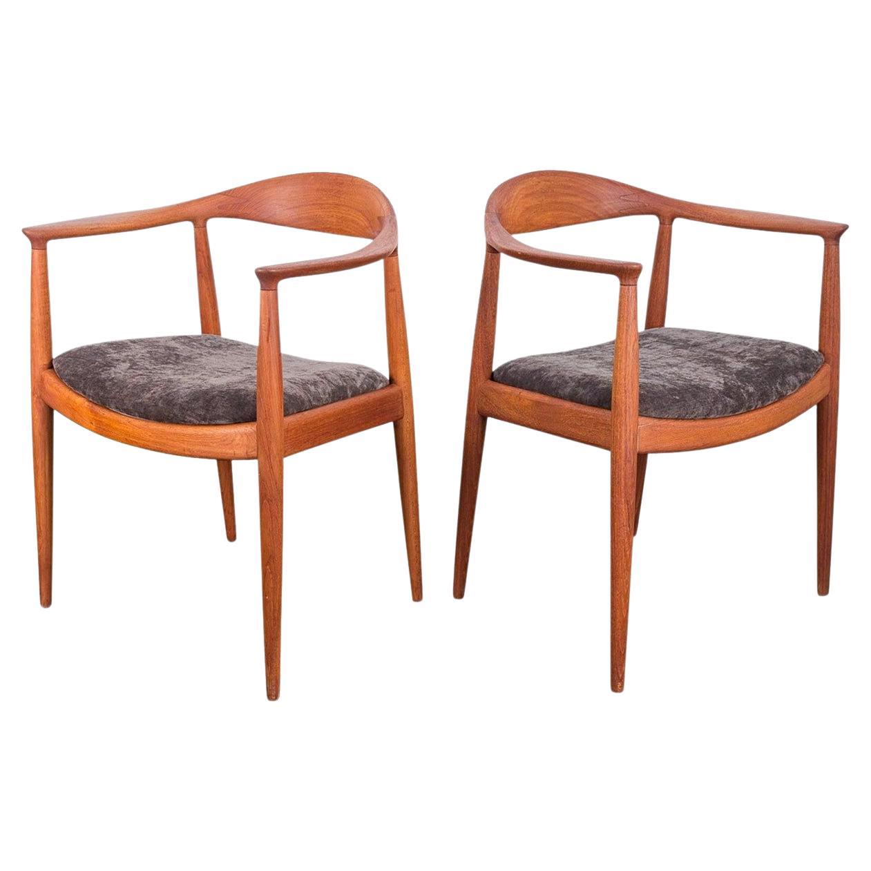 Pair of Hans Wegner Round Chairs For Sale