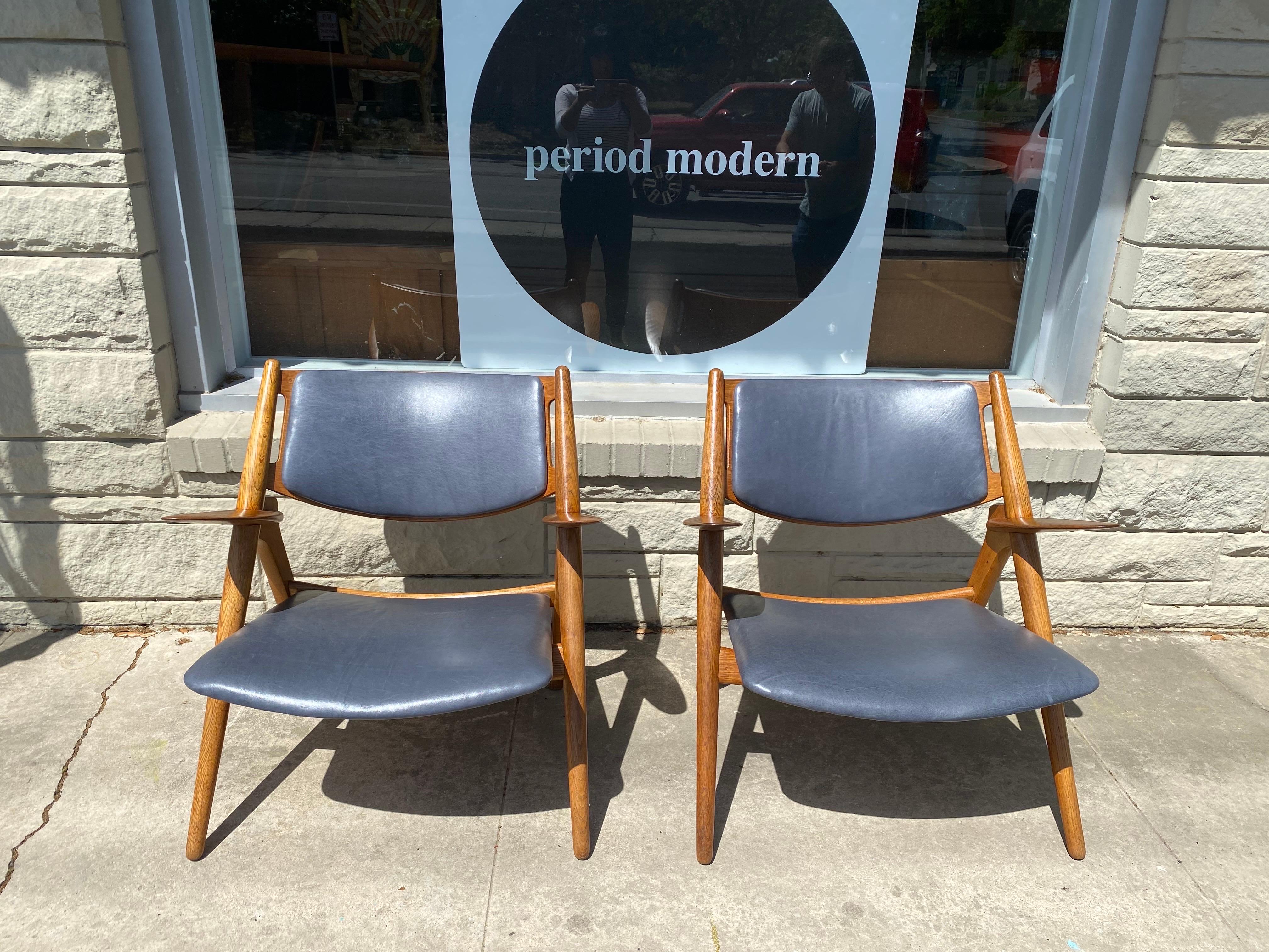 Pair of Hans Wegner Sawbuck Chairs CH28 5