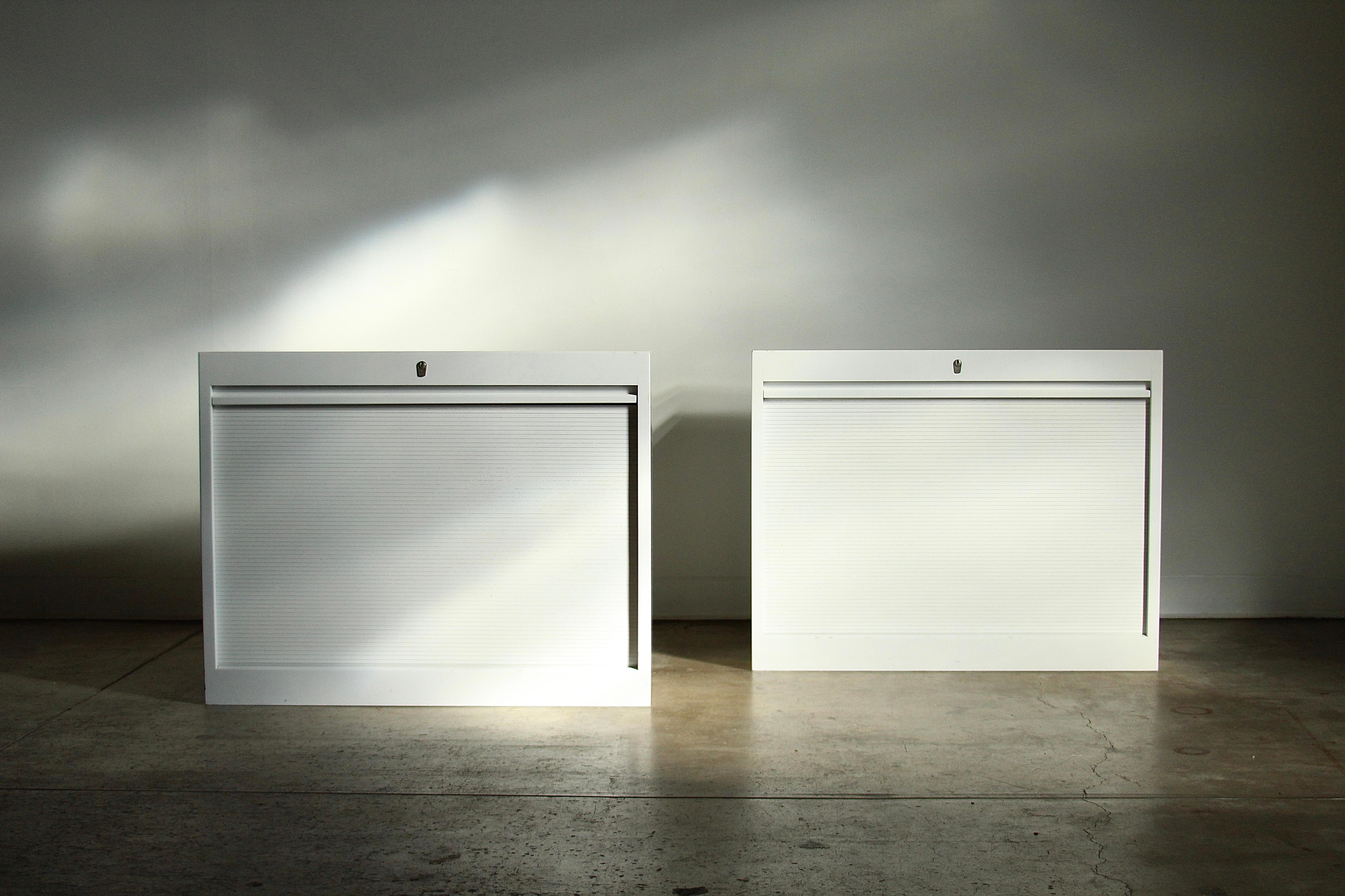 Lacquered Pair of Hans Wegner Tambour Cabinets for Johannes Hansen, 1960s