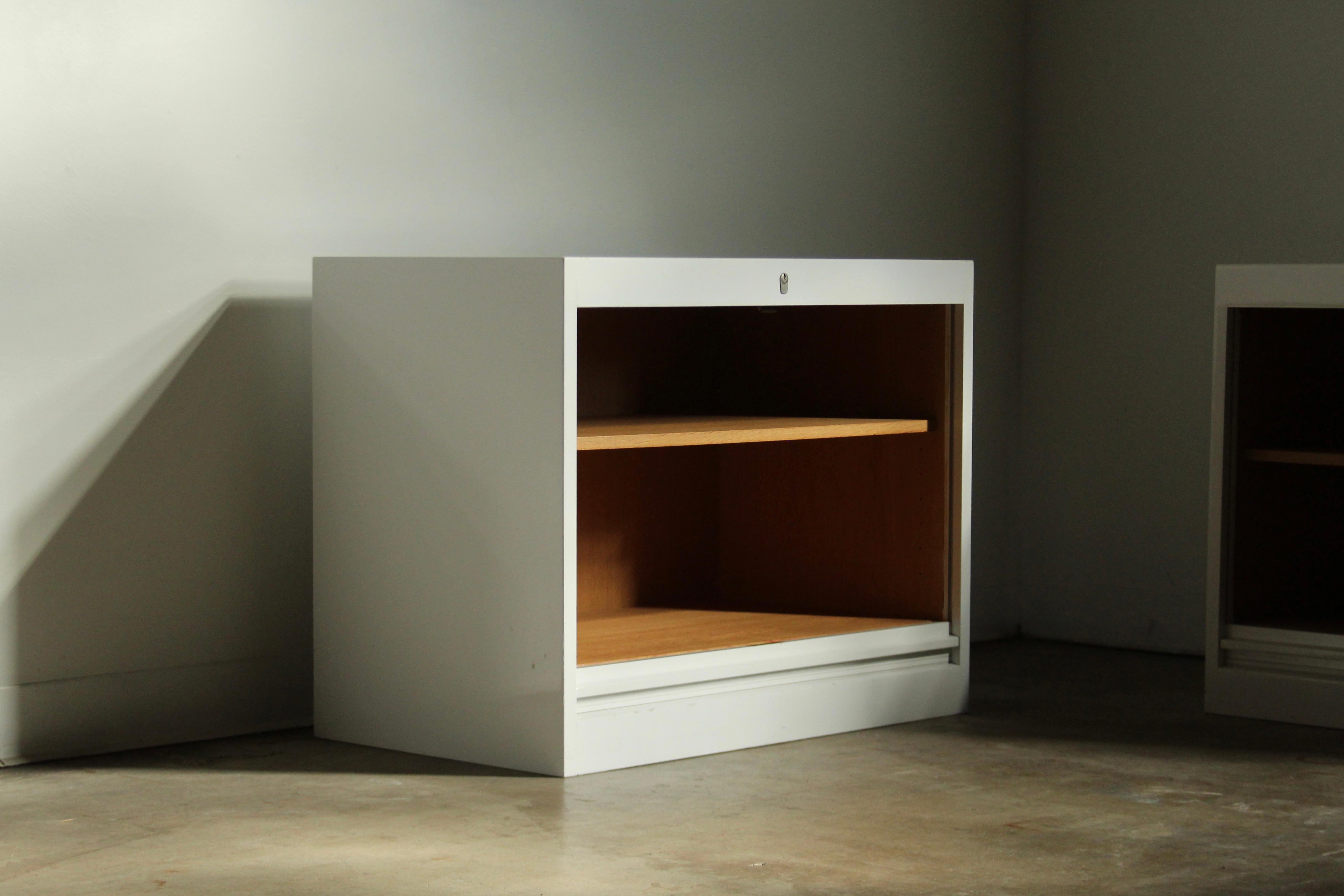 Oak Pair of Hans Wegner Tambour Cabinets for Johannes Hansen, 1960s